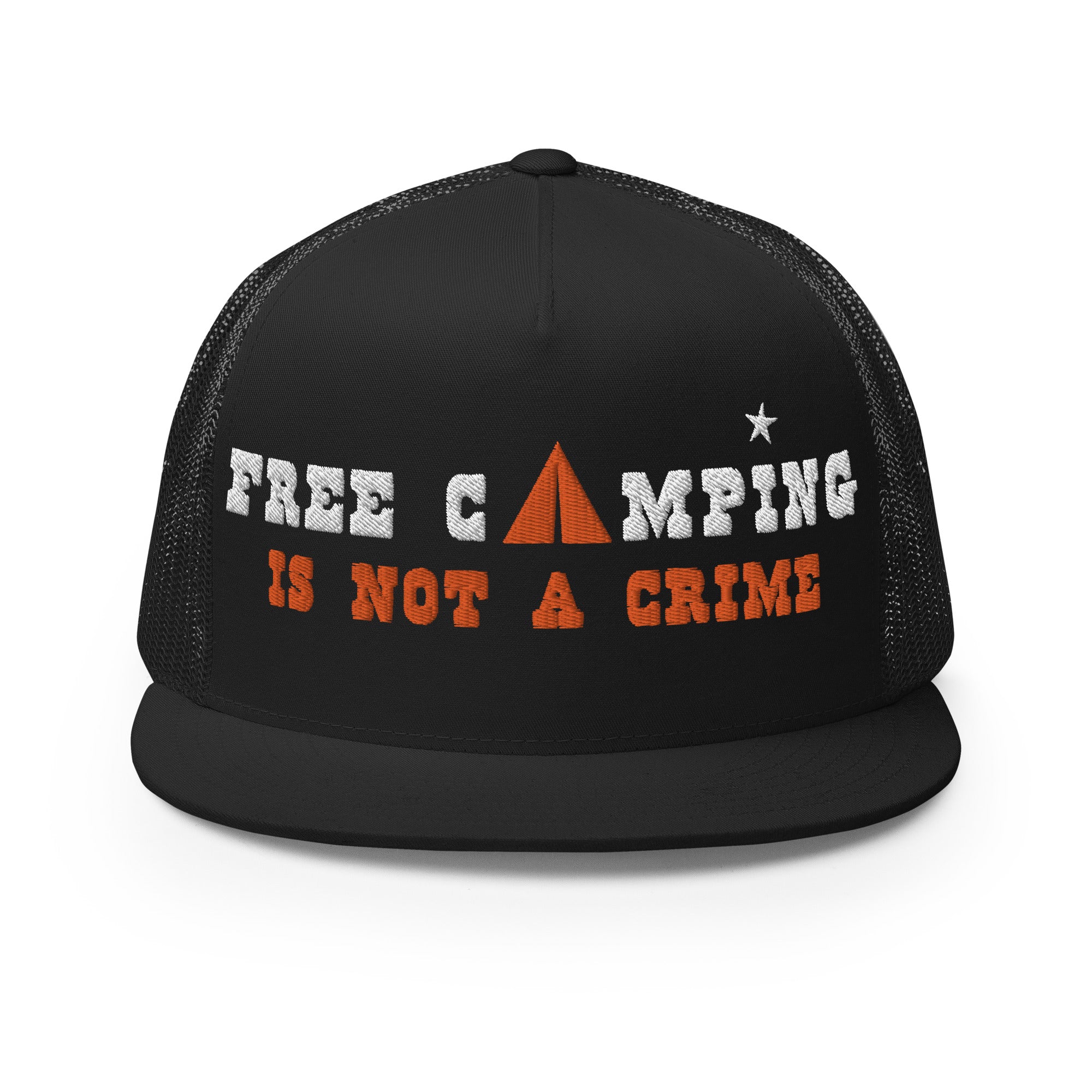 Trucker Cap Free camping is not a crime white/orange