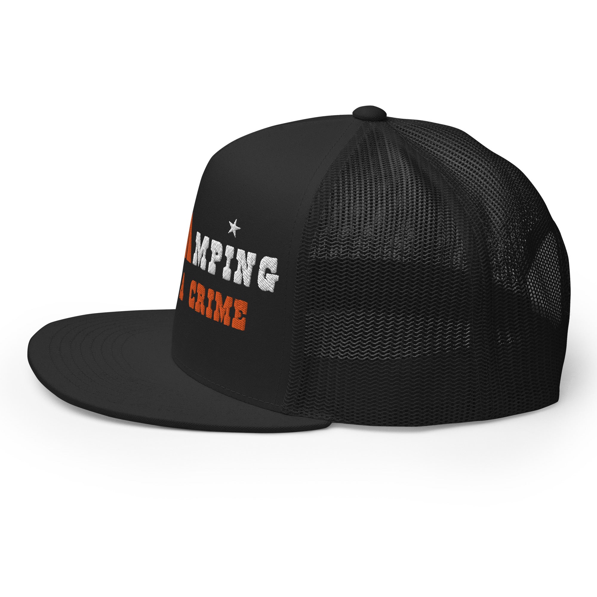 Trucker Cap Free camping is not a crime white/orange