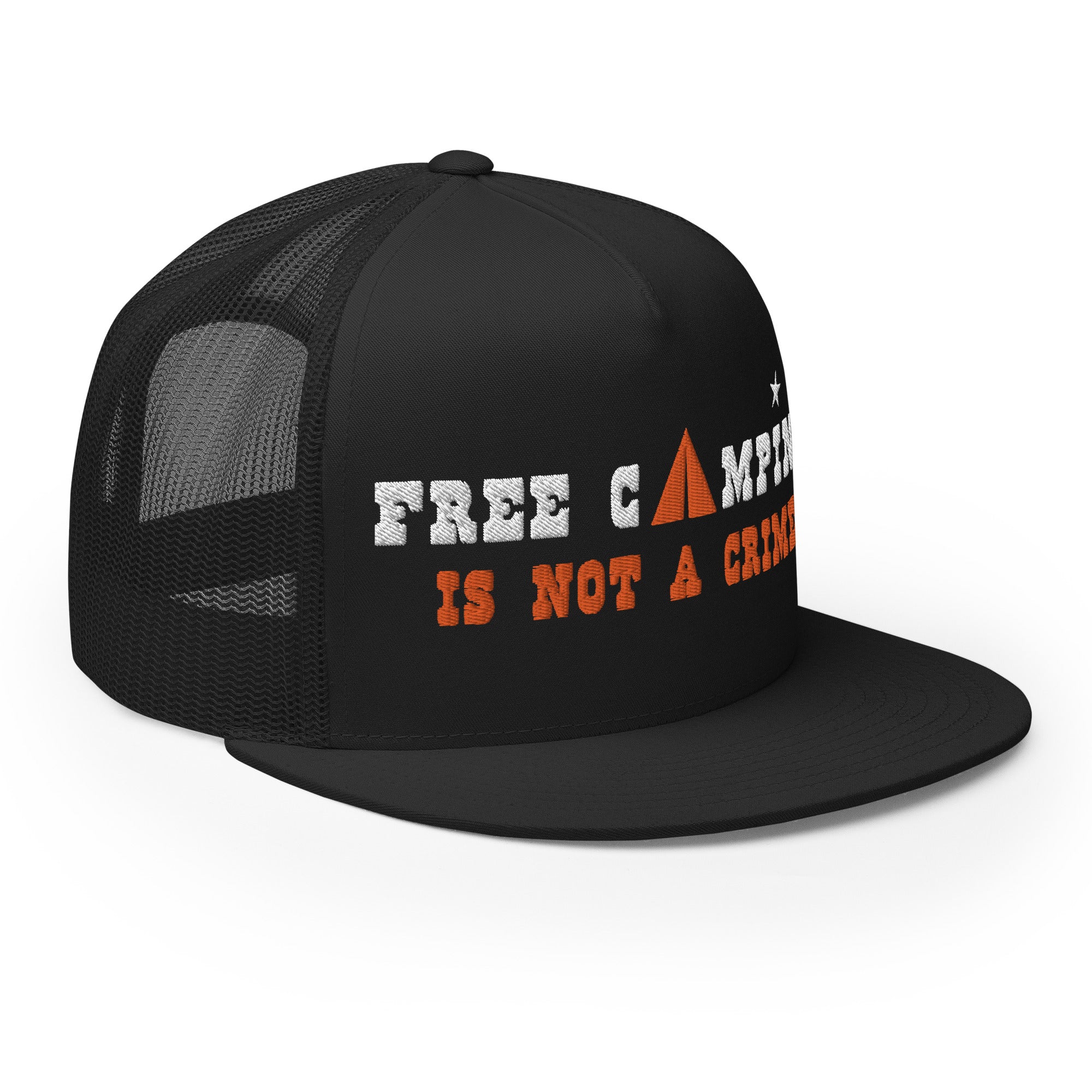 Trucker Cap Free camping is not a crime white/orange