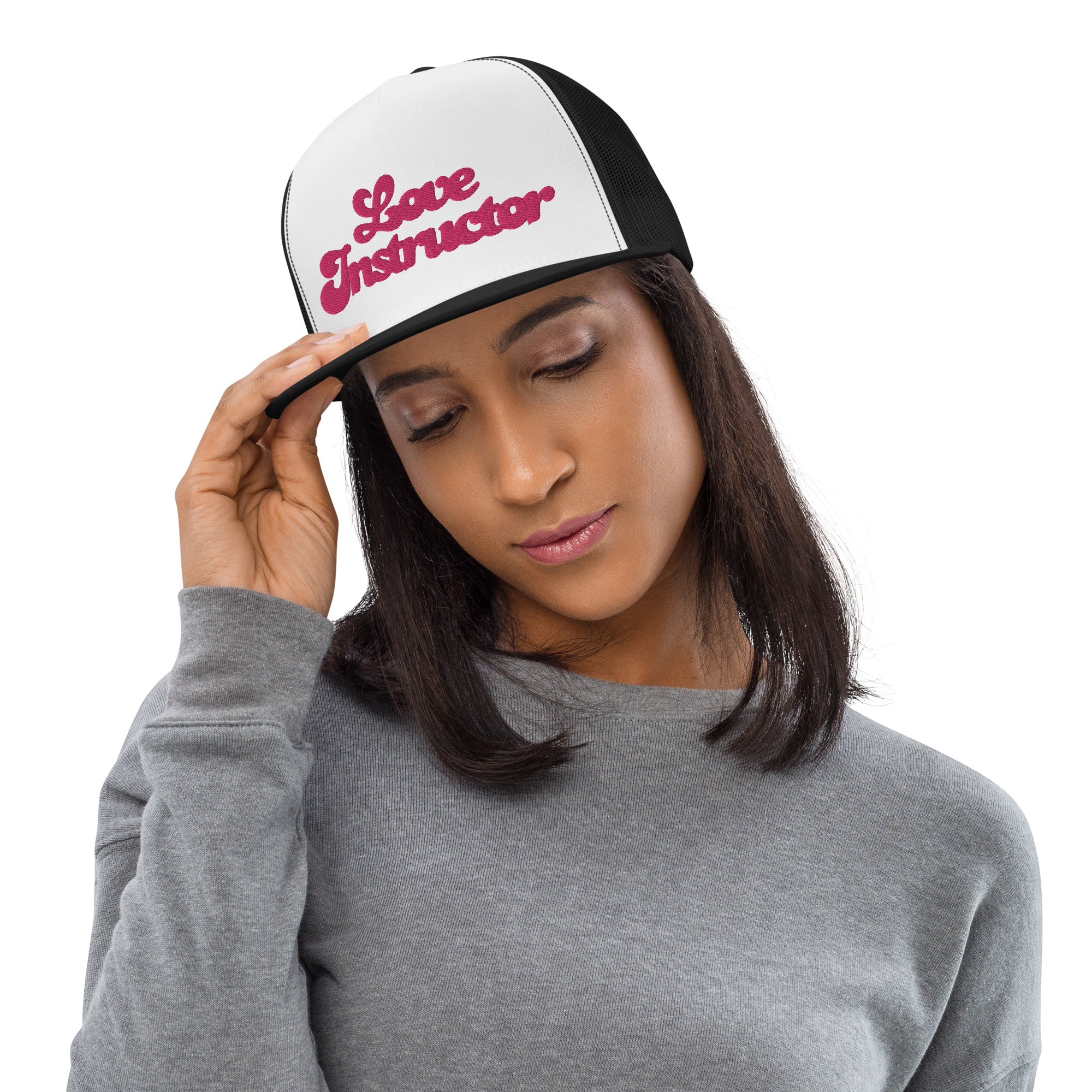 Casquette Trucker bicolore à visière plate Love instructor