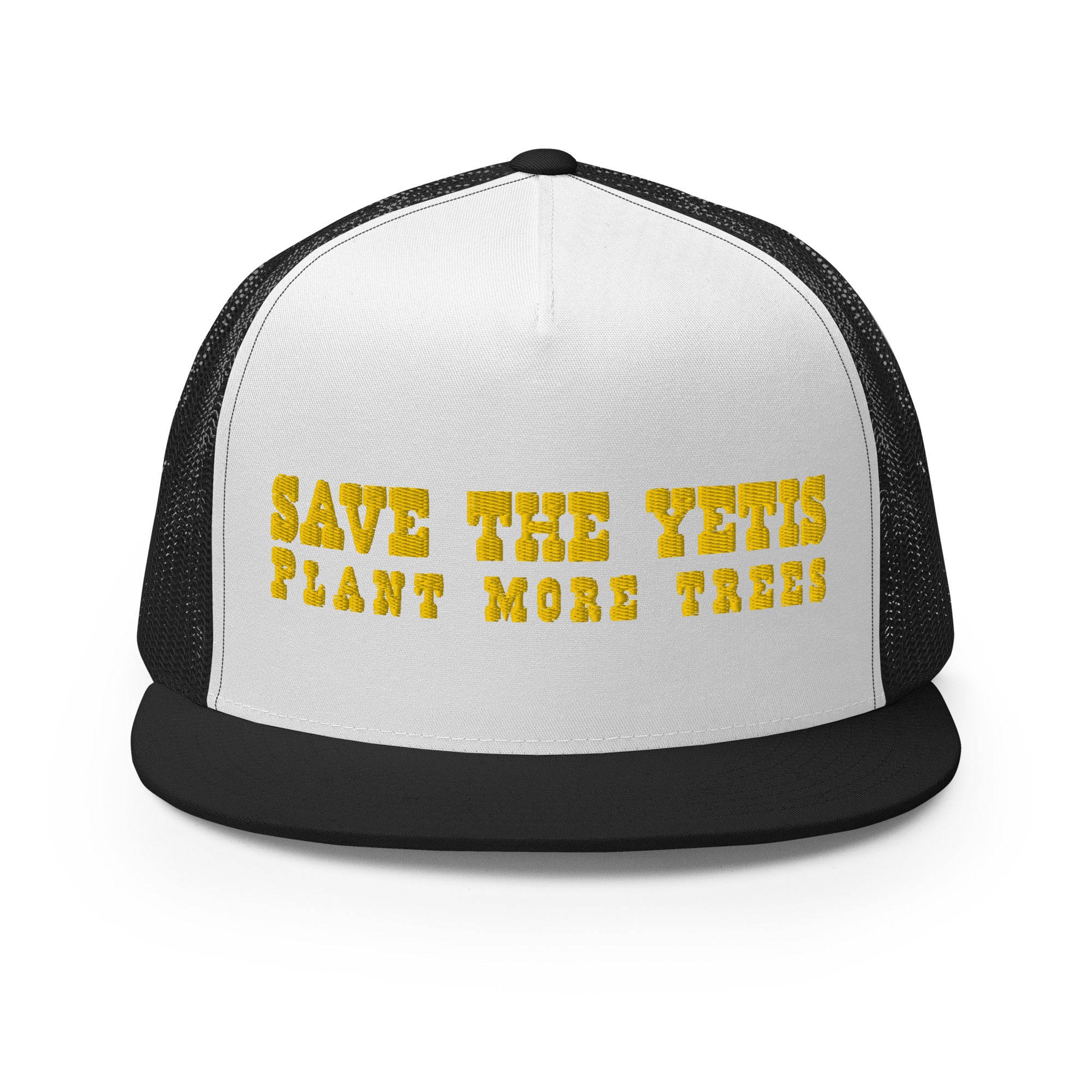 Casquette Trucker bicolore à visière plate Save the Yetis, Plant more Trees
