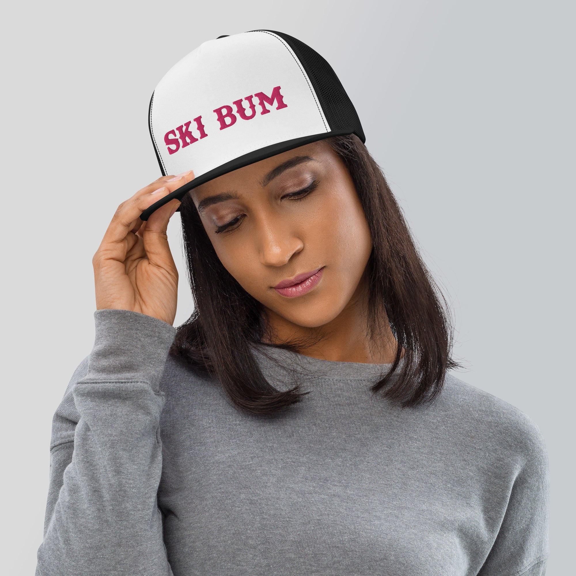 Casquette Trucker bicolore à visière plate Ski Bum Flamingo