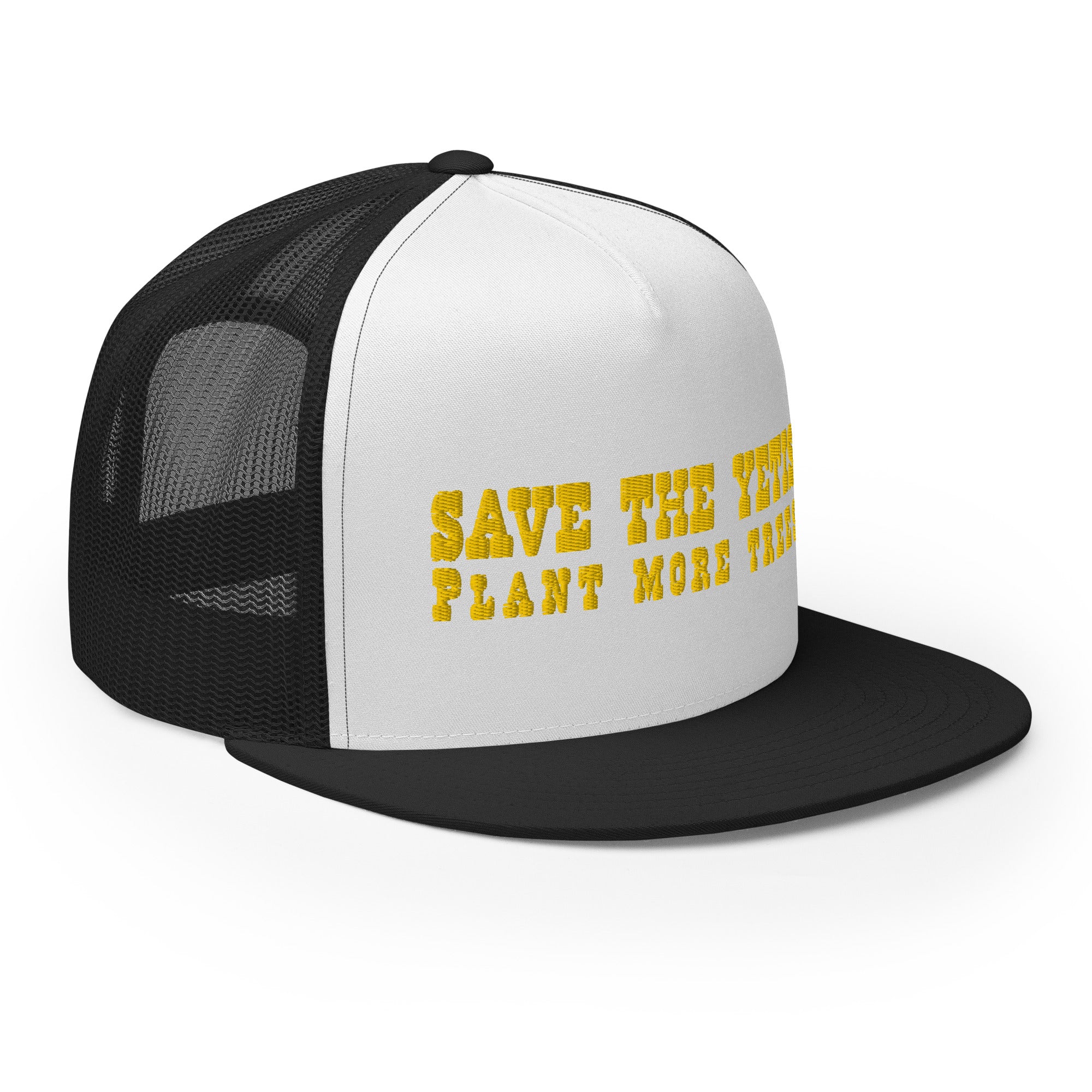 Casquette Trucker bicolore à visière plate Save the Yetis, Plant more Trees