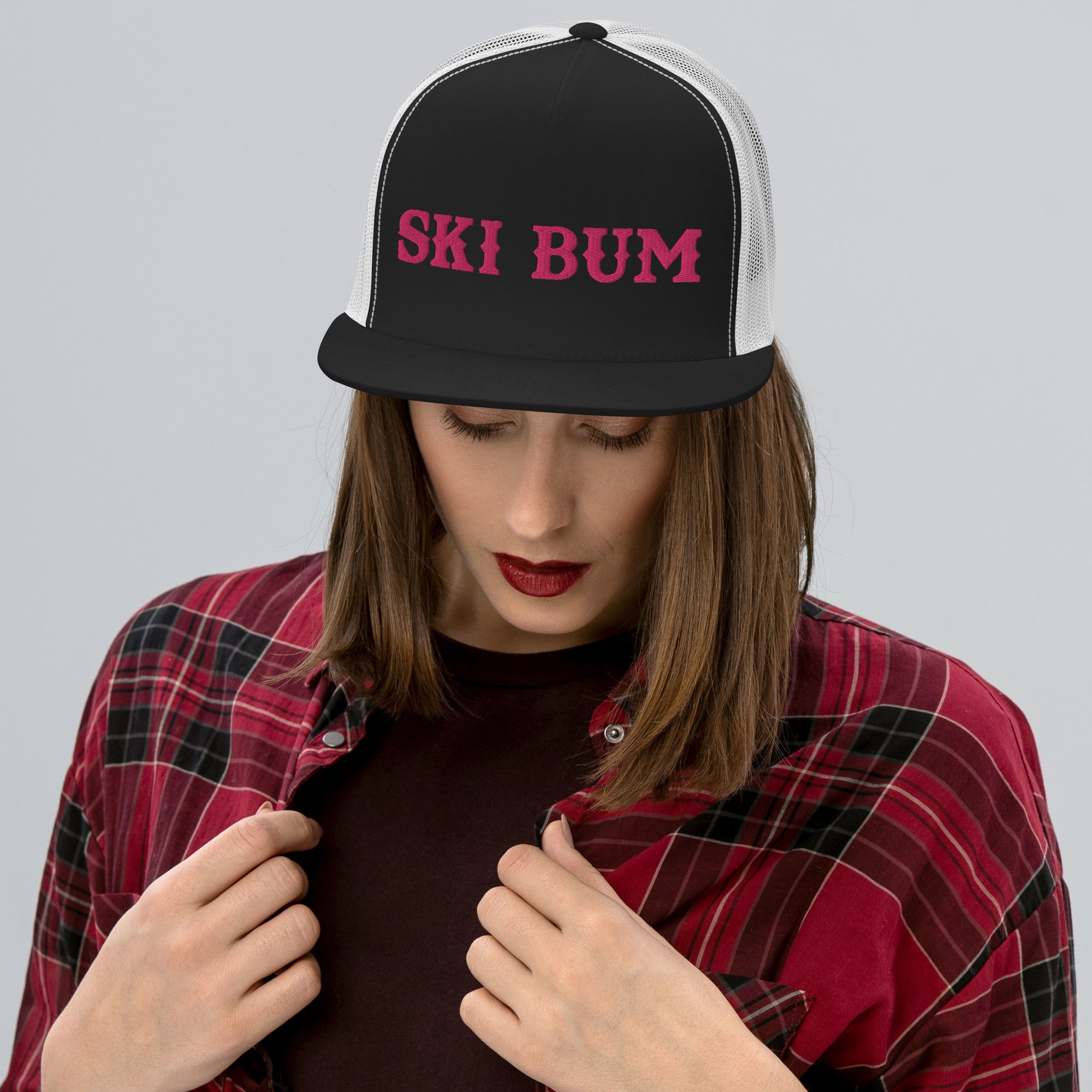 Casquette Trucker bicolore à visière plate Ski Bum Flamingo