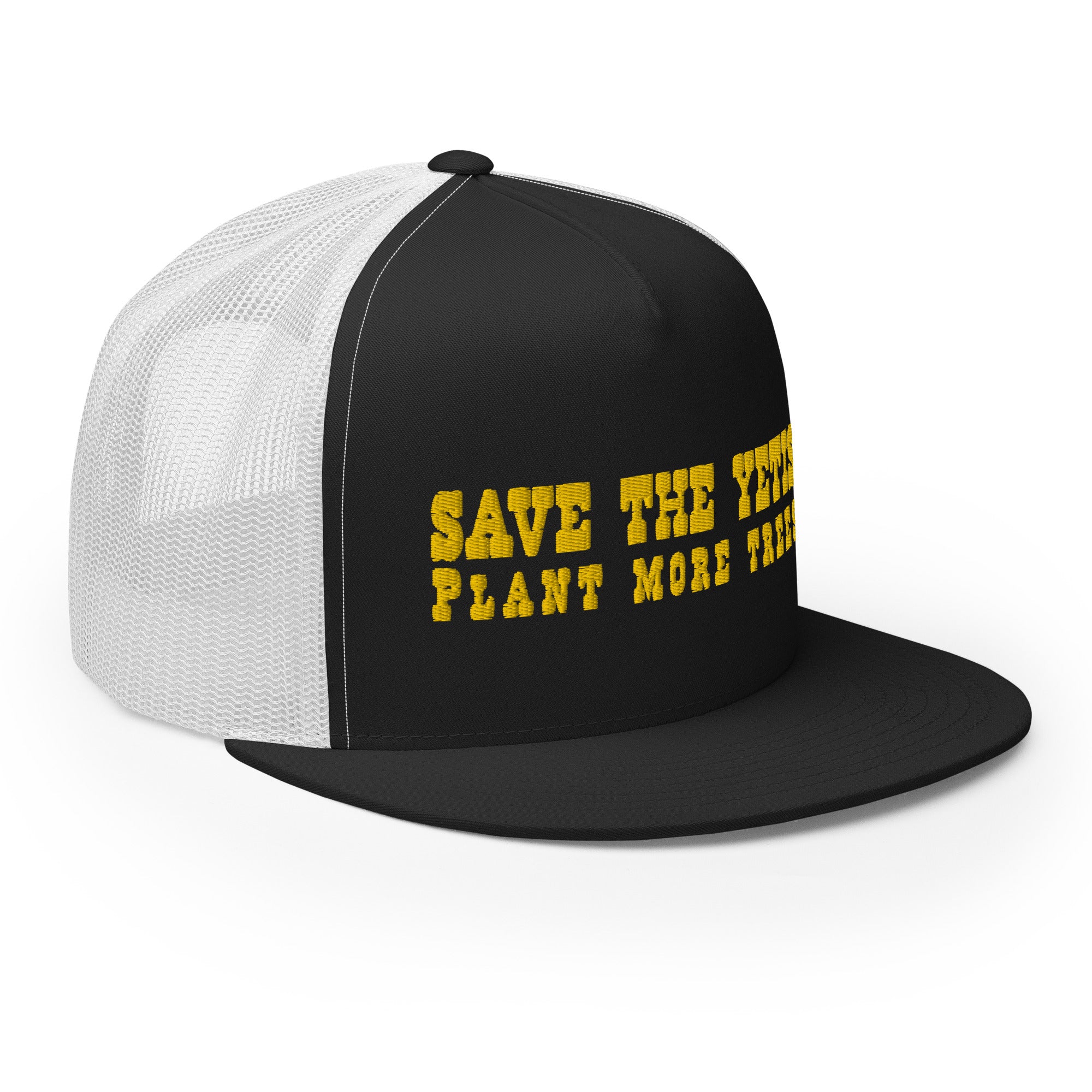 Casquette Trucker bicolore à visière plate Save the Yetis, Plant more Trees