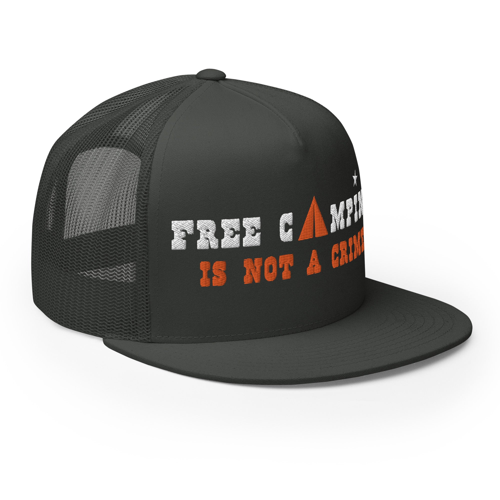 Trucker Cap Free camping is not a crime white/orange