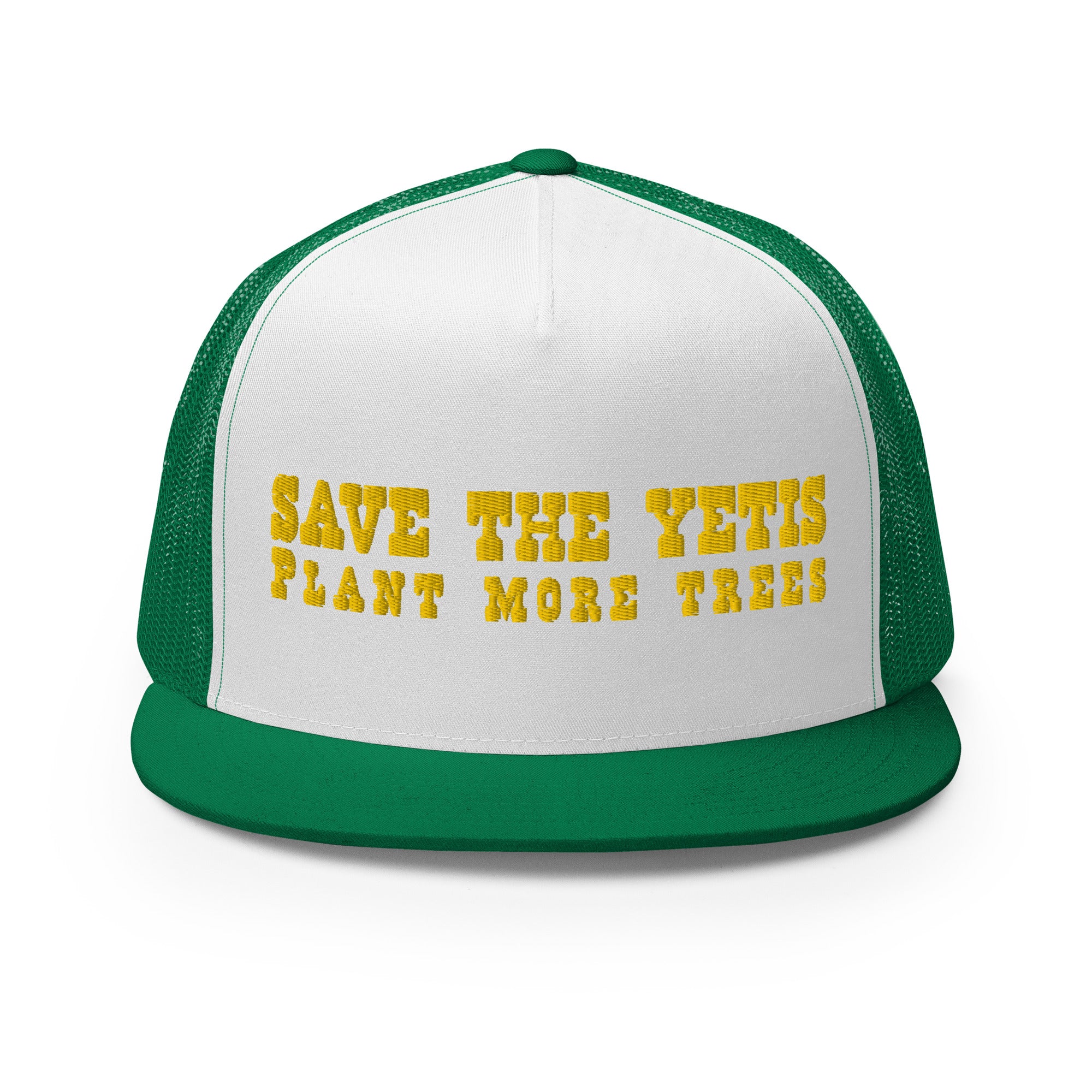 Casquette Trucker bicolore à visière plate Save the Yetis, Plant more Trees