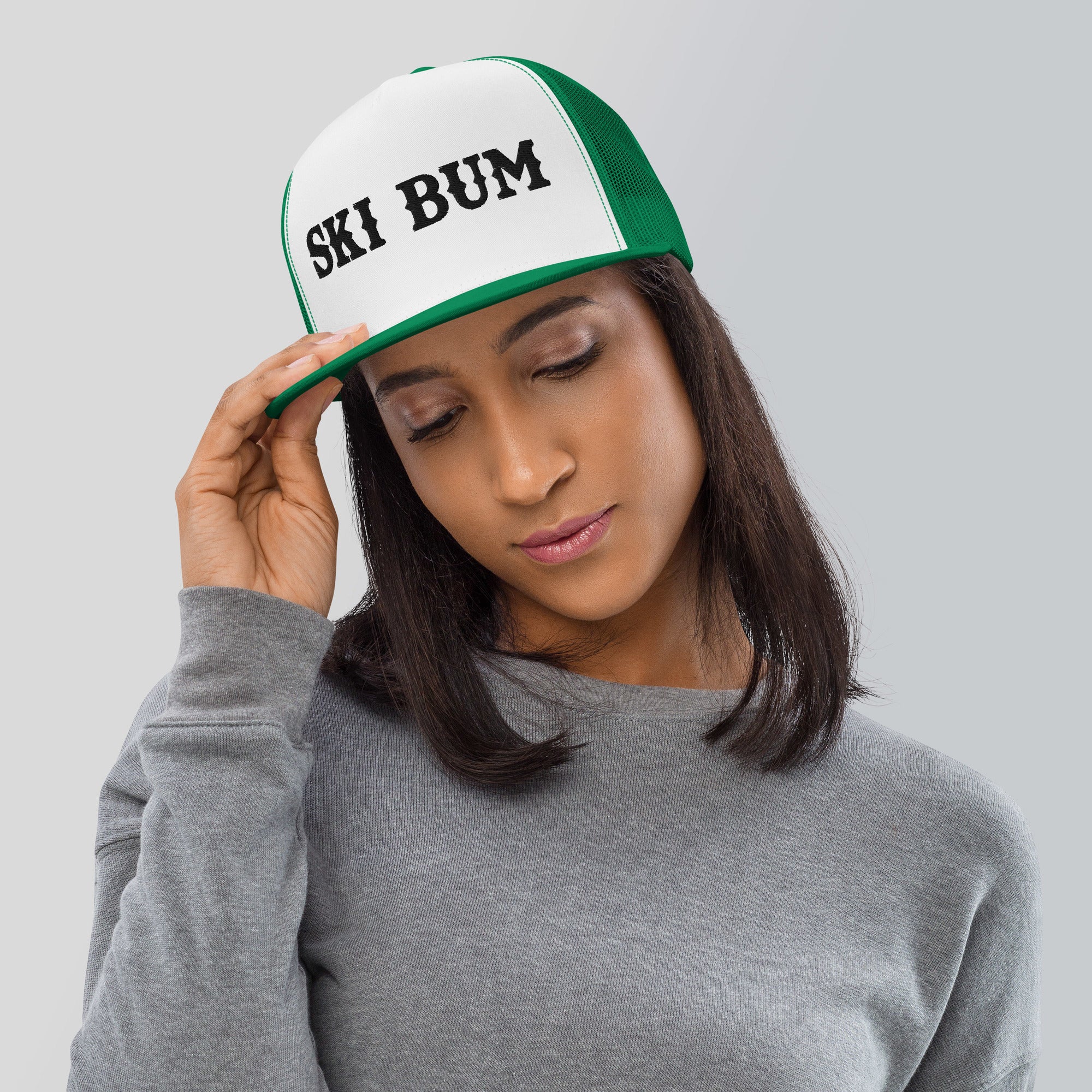 Casquette Trucker bicolore à visière plate Ski Bum Black