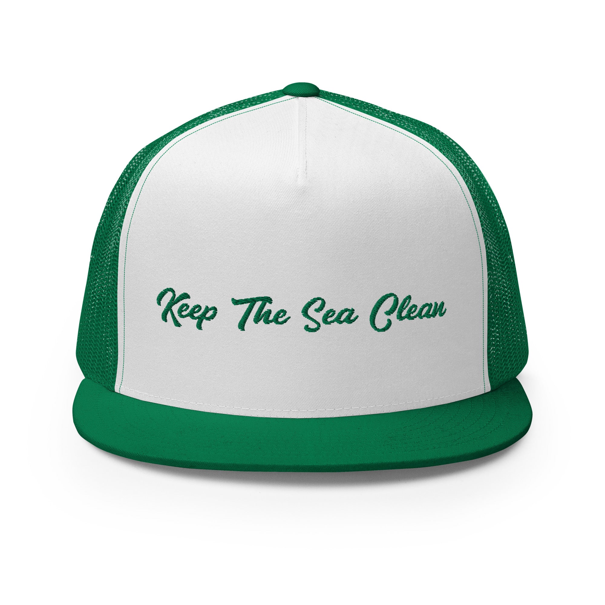 Casquette Trucker bicolore à visière plate Keep The Sea Clean Kelly Green