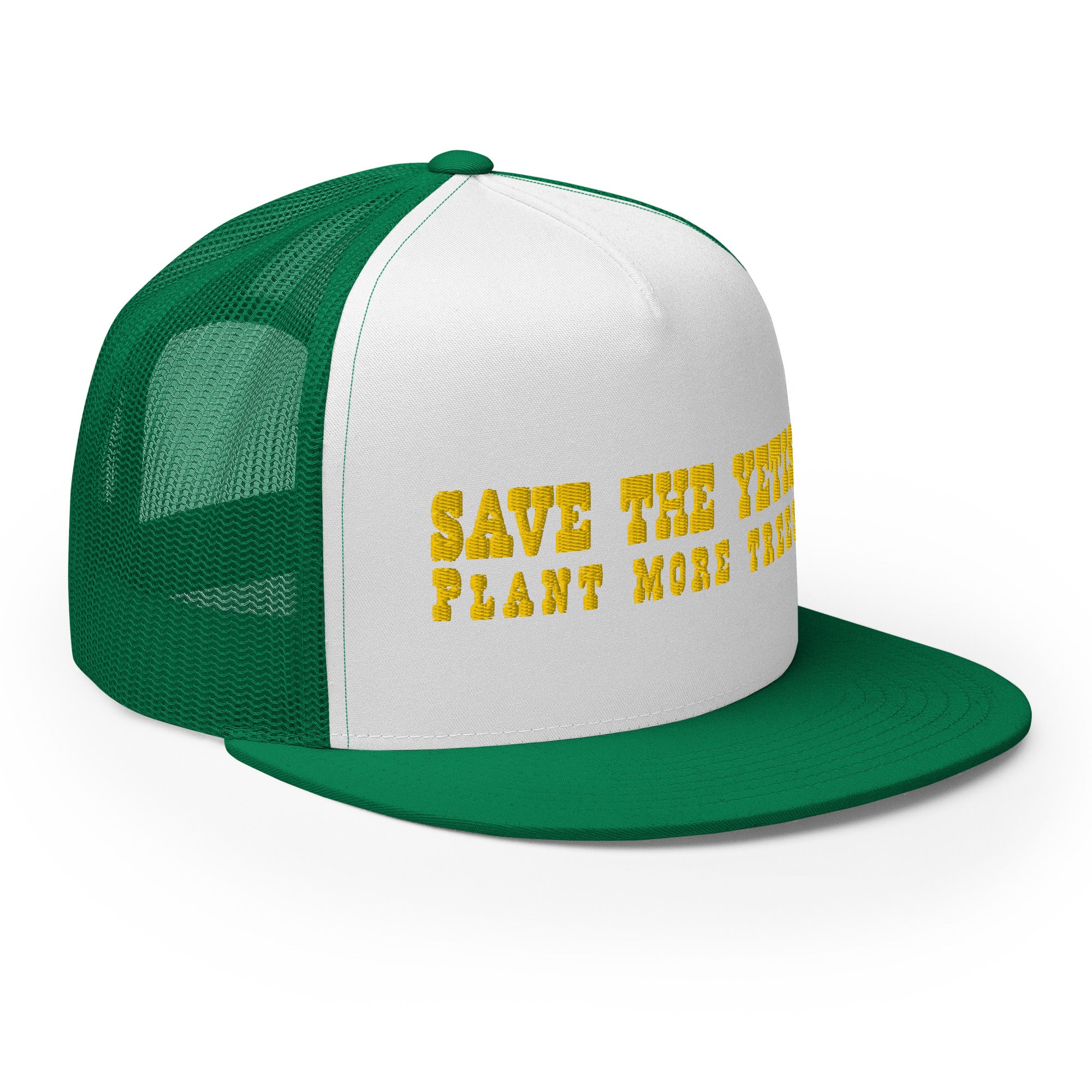 Casquette Trucker bicolore à visière plate Save the Yetis, Plant more Trees