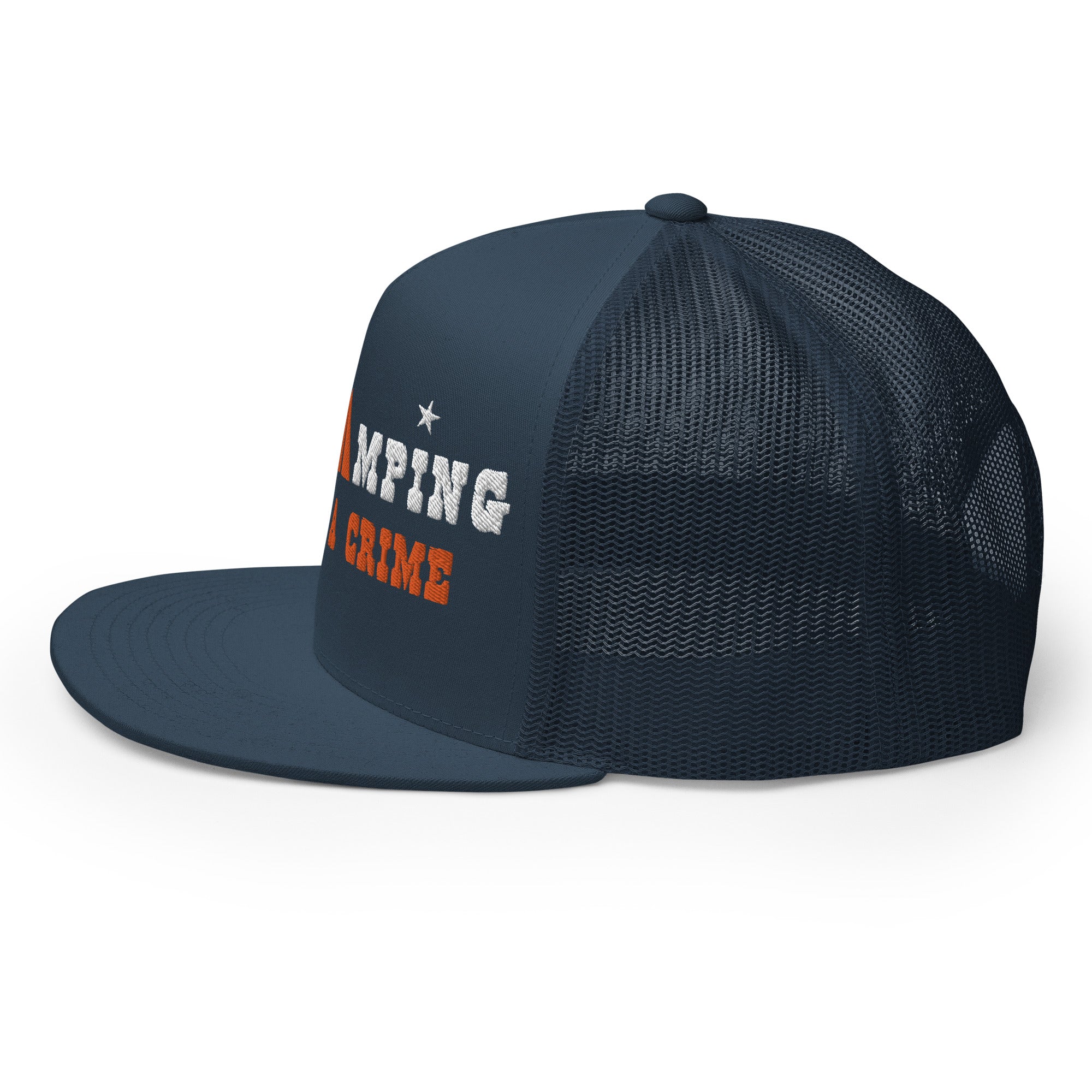 Trucker Cap Free camping is not a crime white/orange