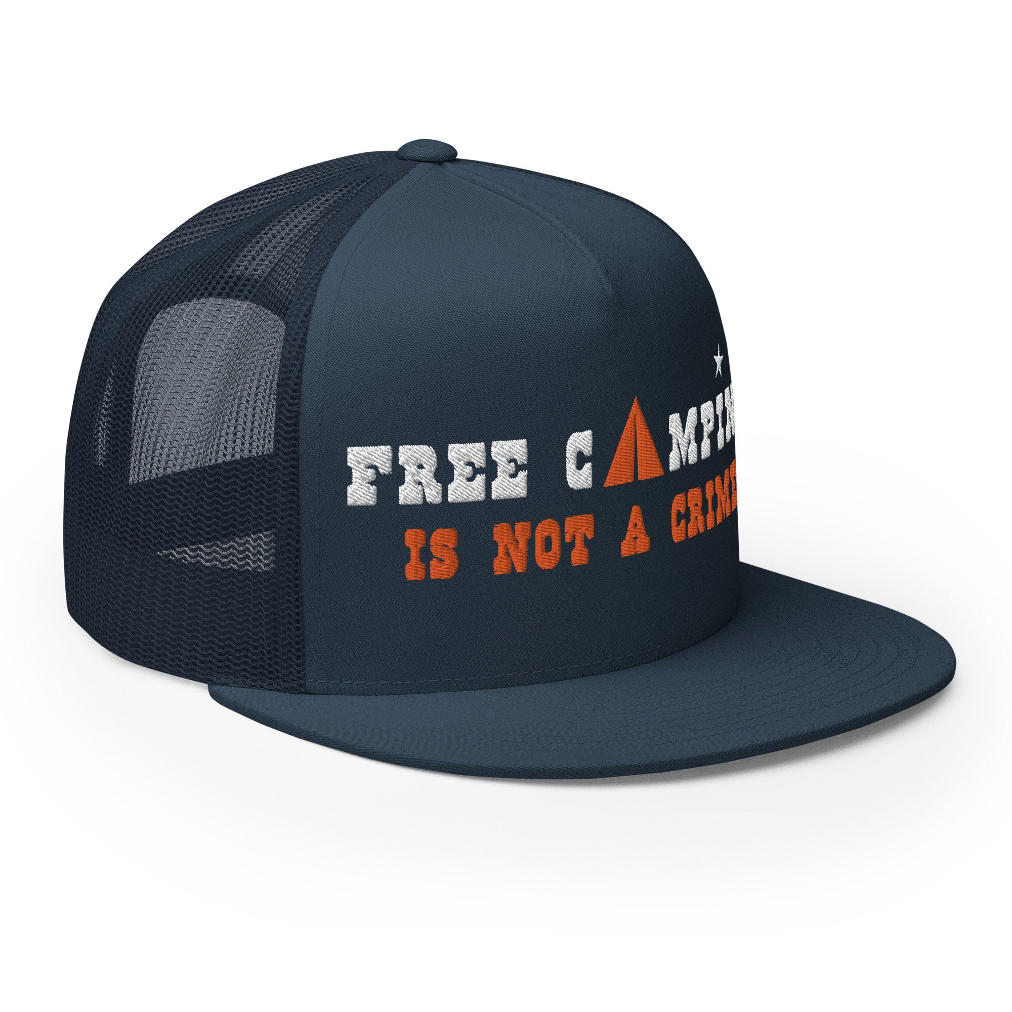 Trucker Cap Free camping is not a crime white/orange