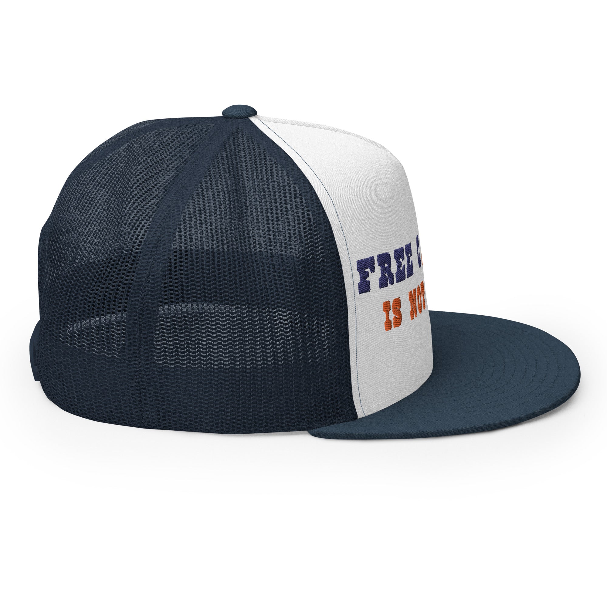 Two-Tone Trucker Cap Free camping is not a crime navy/orange