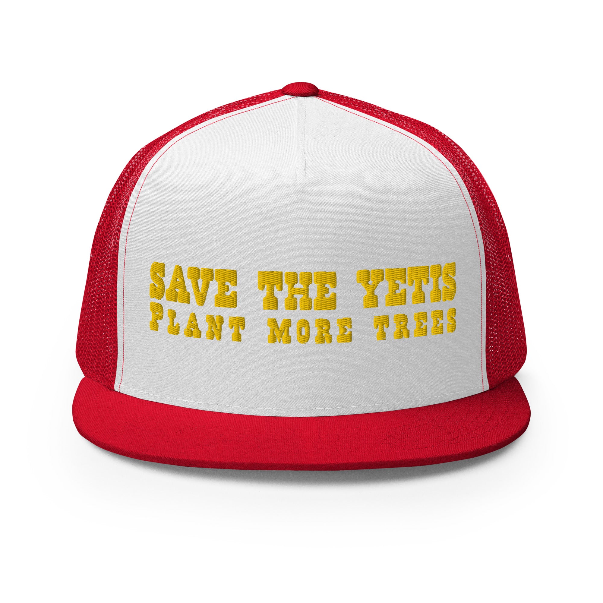 Casquette Trucker bicolore à visière plate Save the Yetis, Plant more Trees