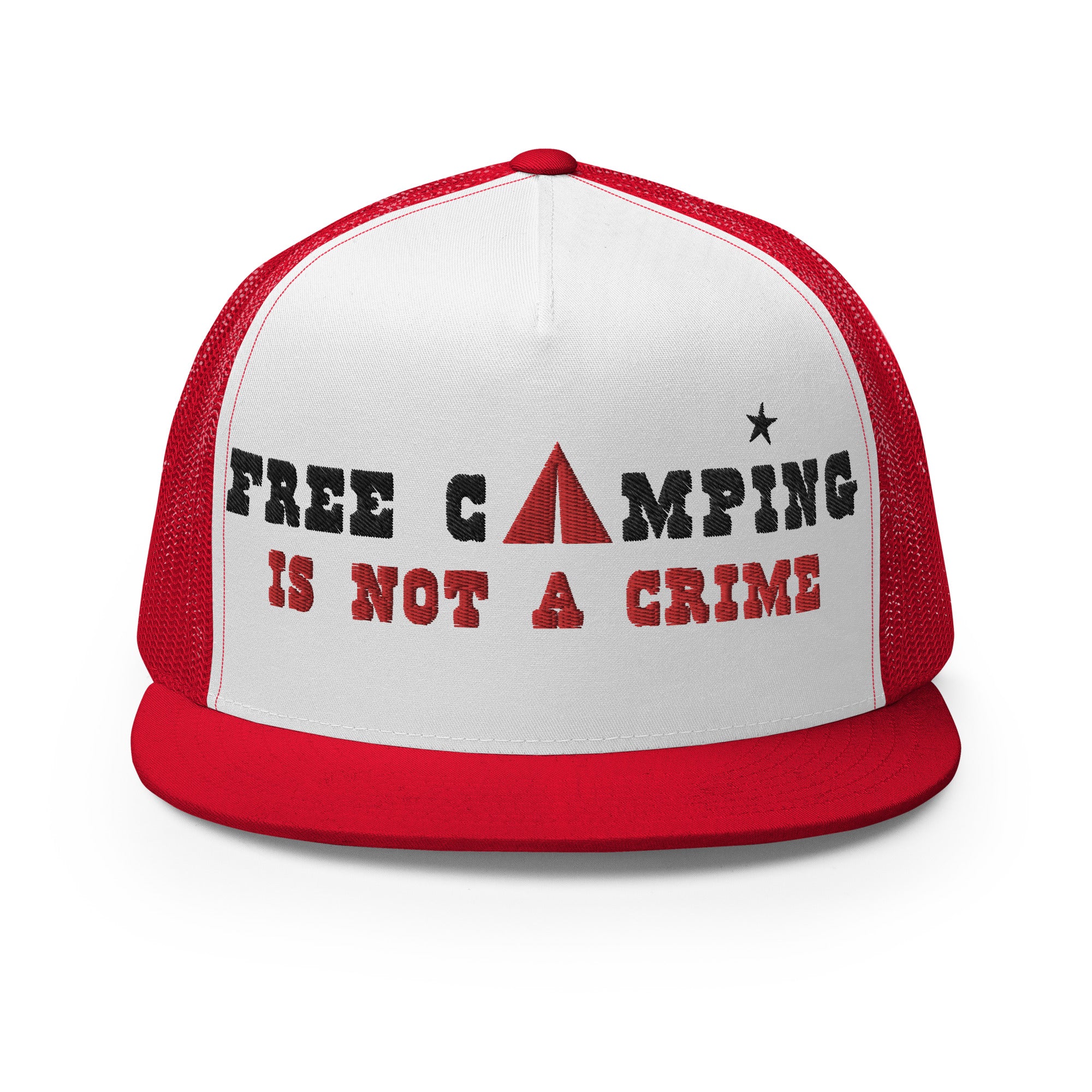 Two-Tone Trucker Cap Free camping is not a crime black/red