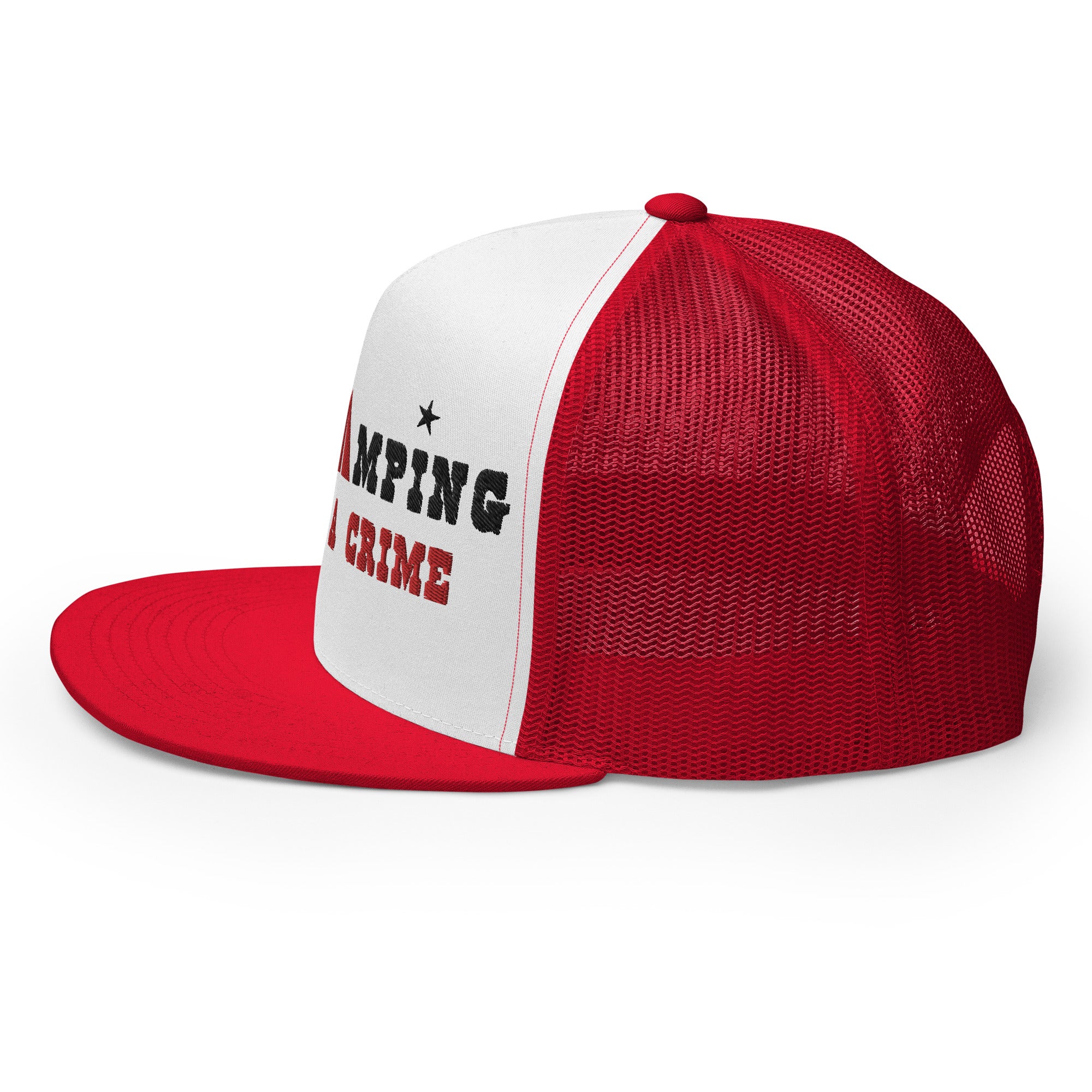 Two-Tone Trucker Cap Free camping is not a crime black/red