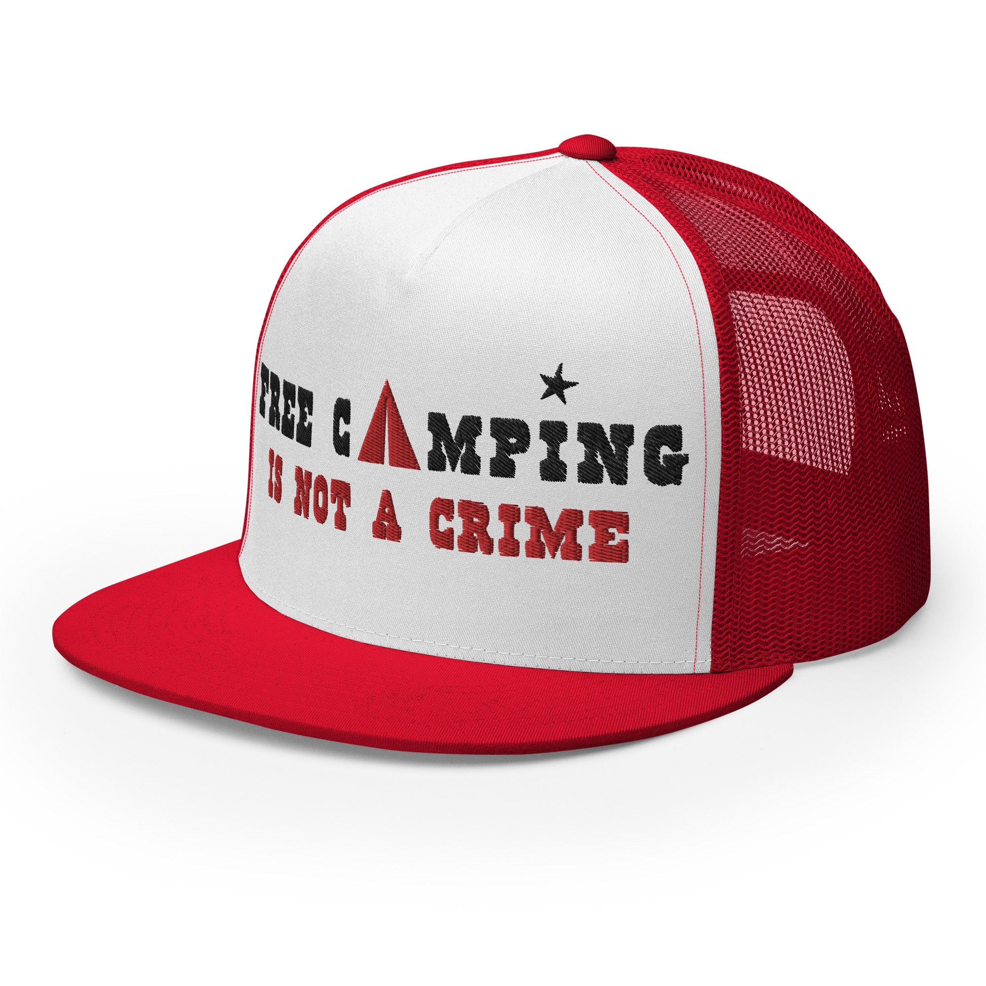 Two-Tone Trucker Cap Free camping is not a crime black/red