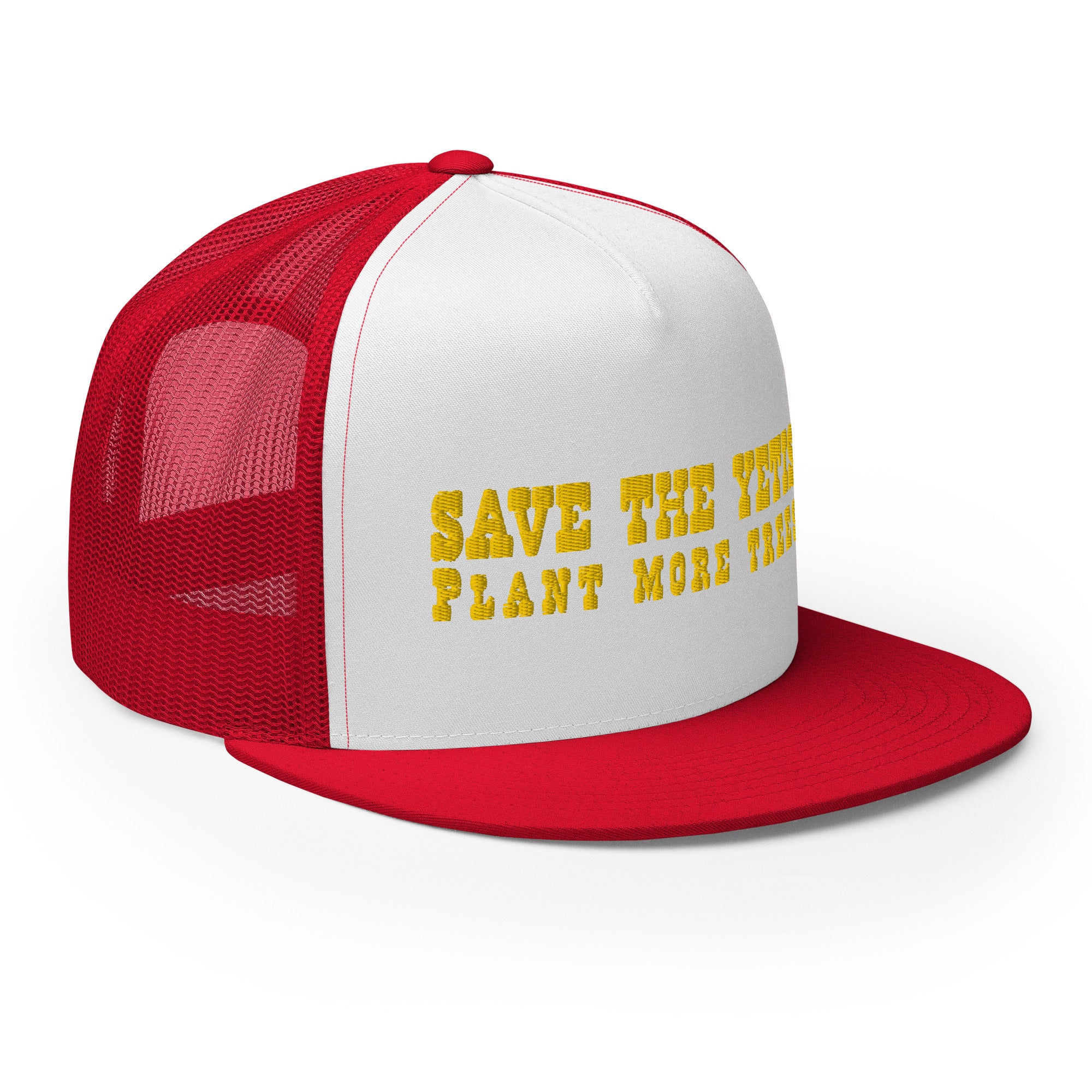 Casquette Trucker bicolore à visière plate Save the Yetis, Plant more Trees