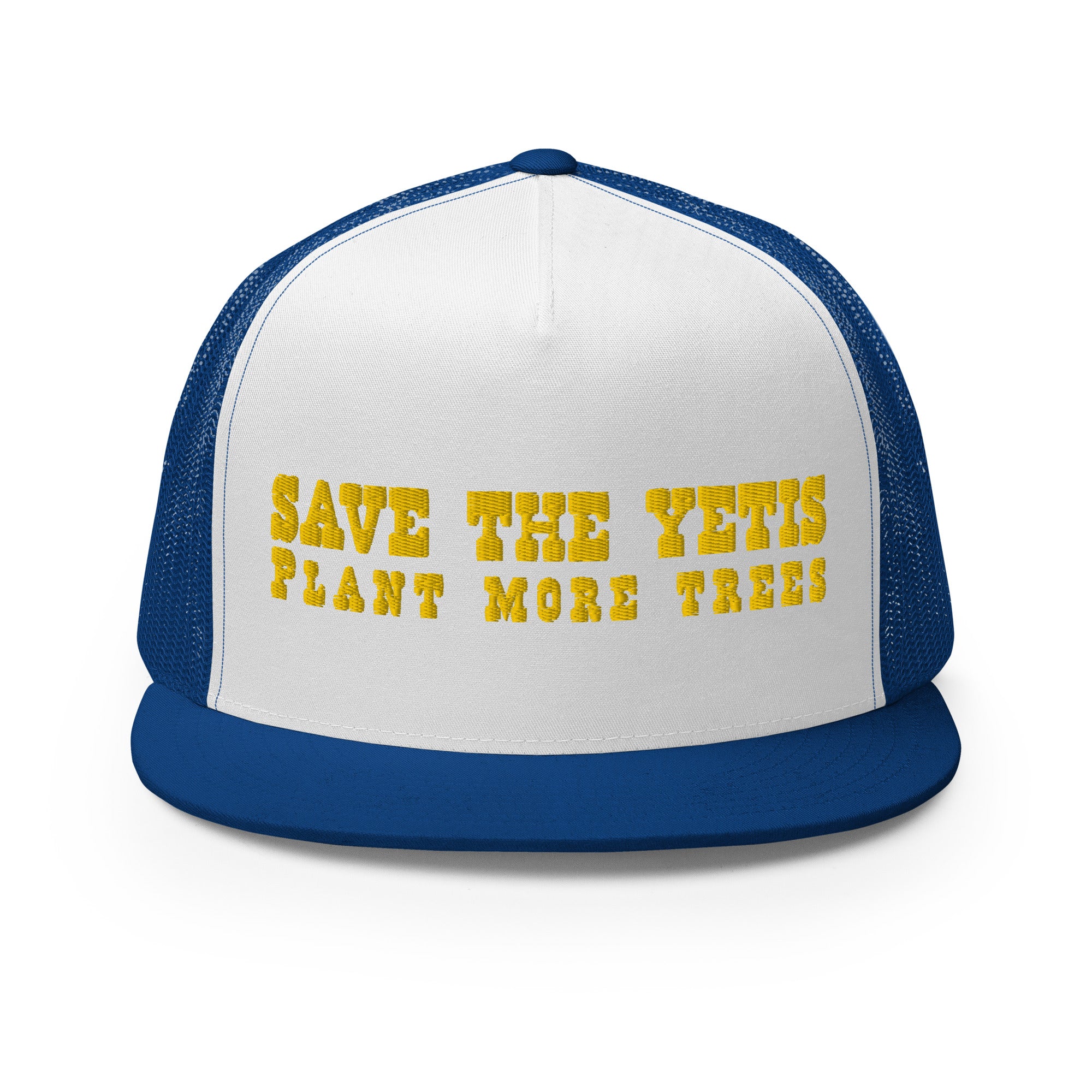 Casquette Trucker bicolore à visière plate Save the Yetis, Plant more Trees