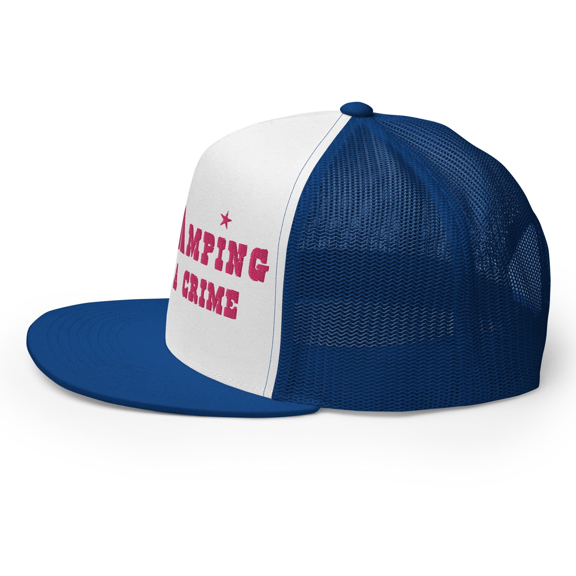 Trucker Cap Free camping is not a crime Flamingo