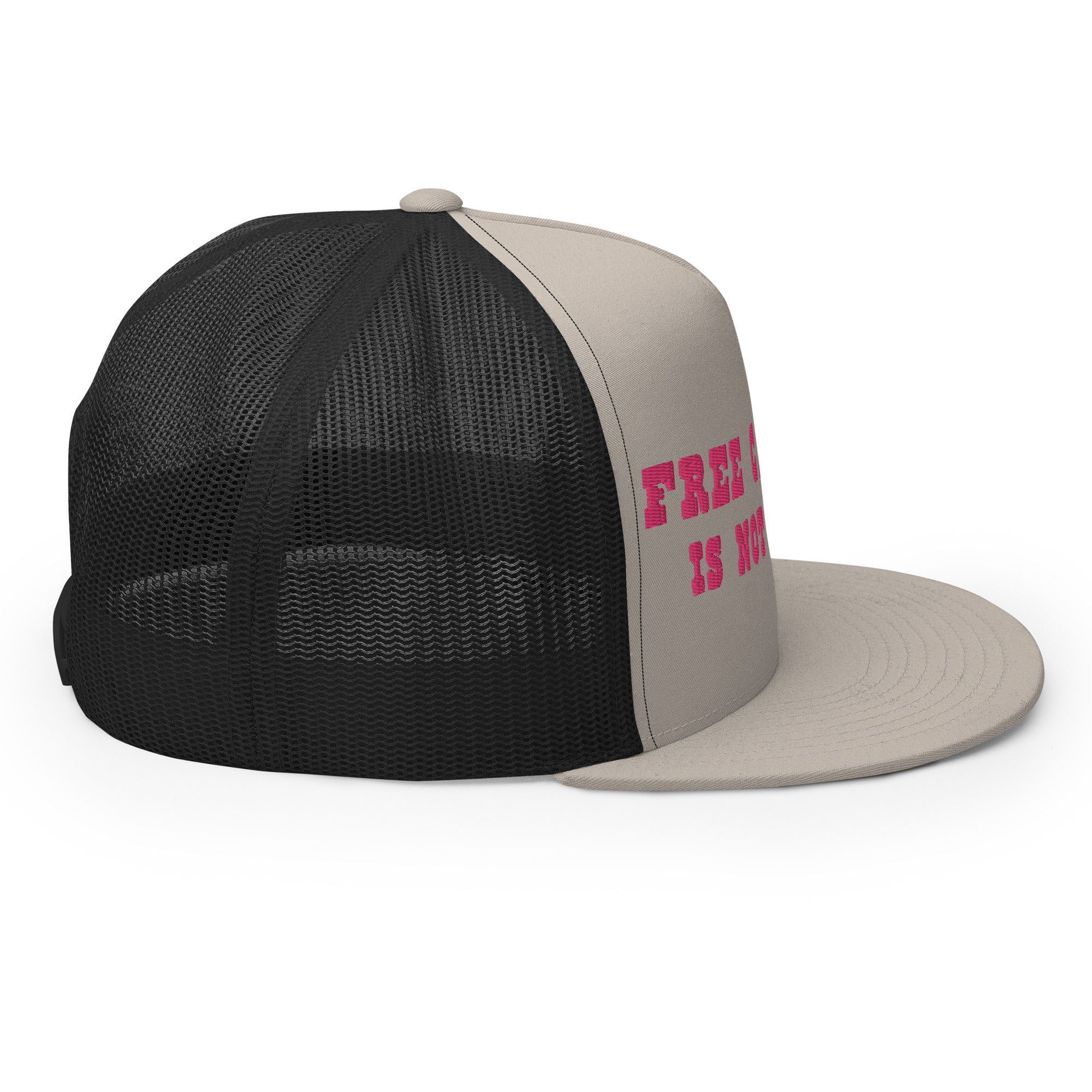 Trucker Cap Free camping is not a crime Flamingo