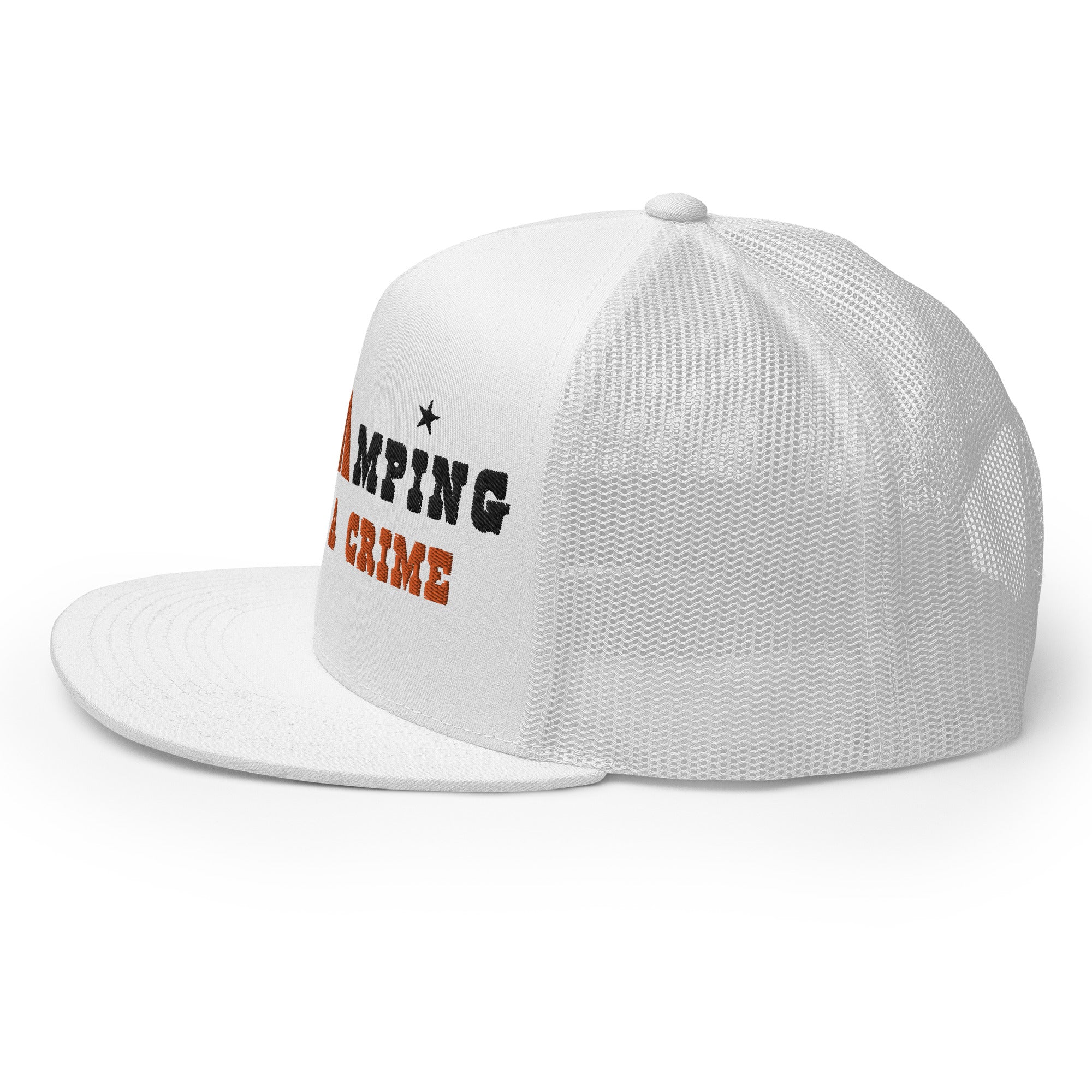 Trucker Cap Free camping is not a crime black/orange