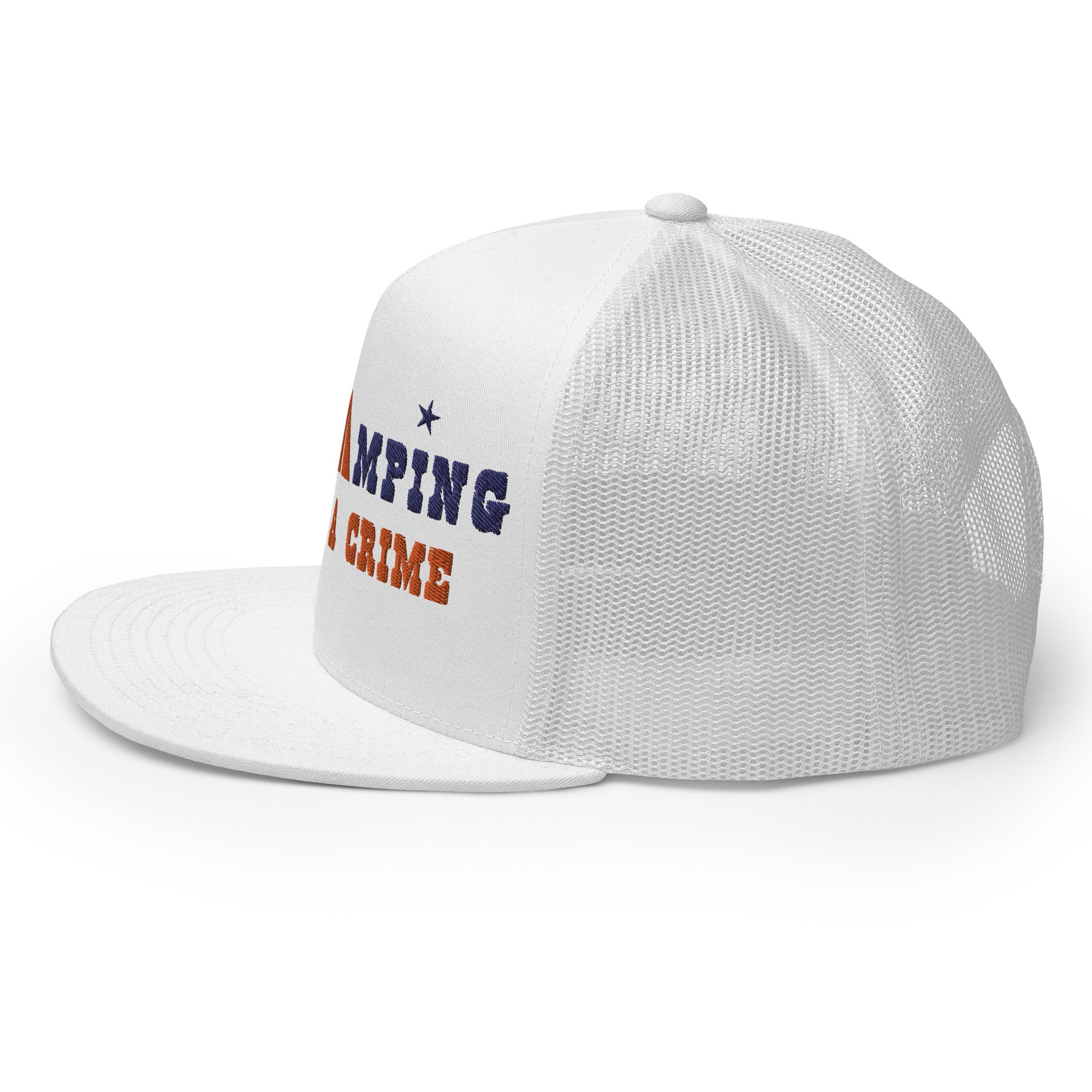 Two-Tone Trucker Cap Free camping is not a crime navy/orange