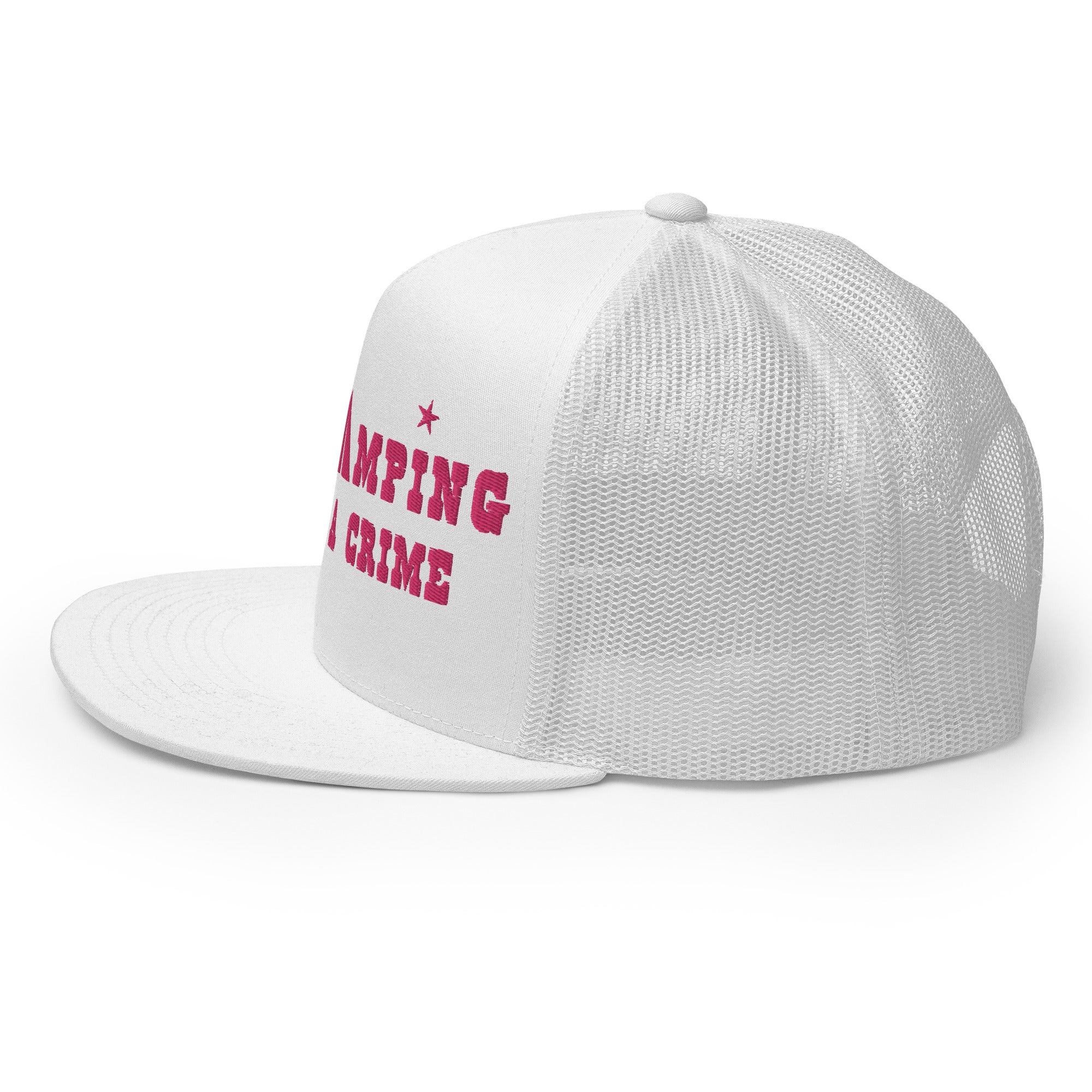 Trucker Cap Free camping is not a crime Flamingo