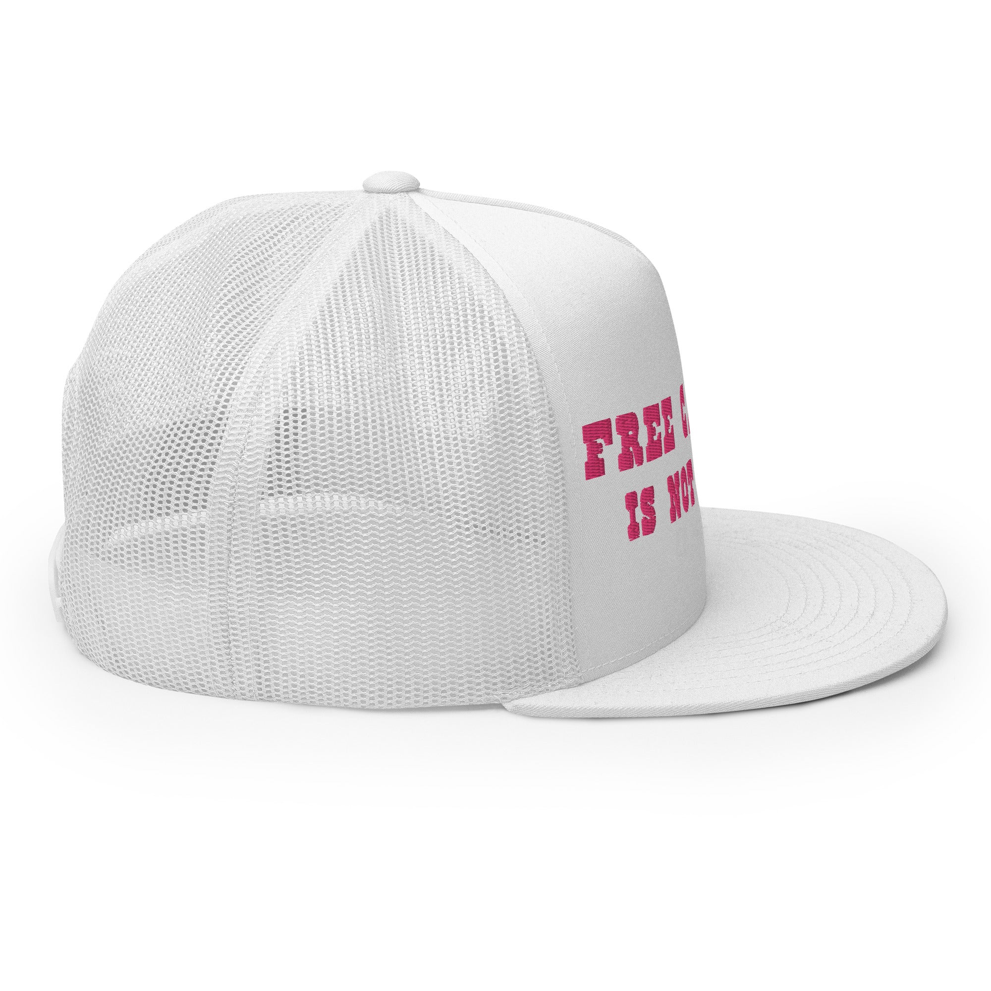 Trucker Cap Free camping is not a crime Flamingo