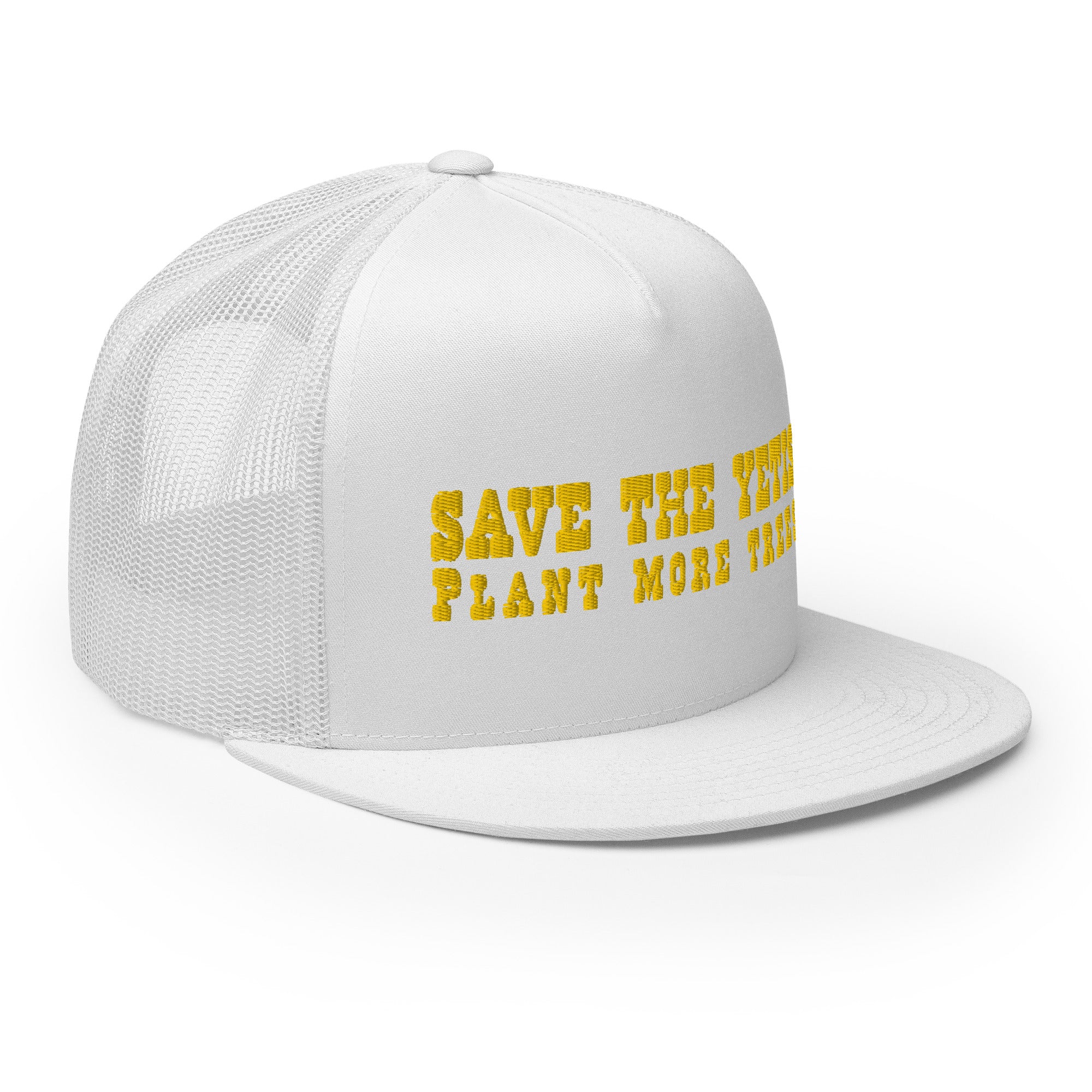 Casquette Trucker à visière plate Save the Yetis, Plant more Trees