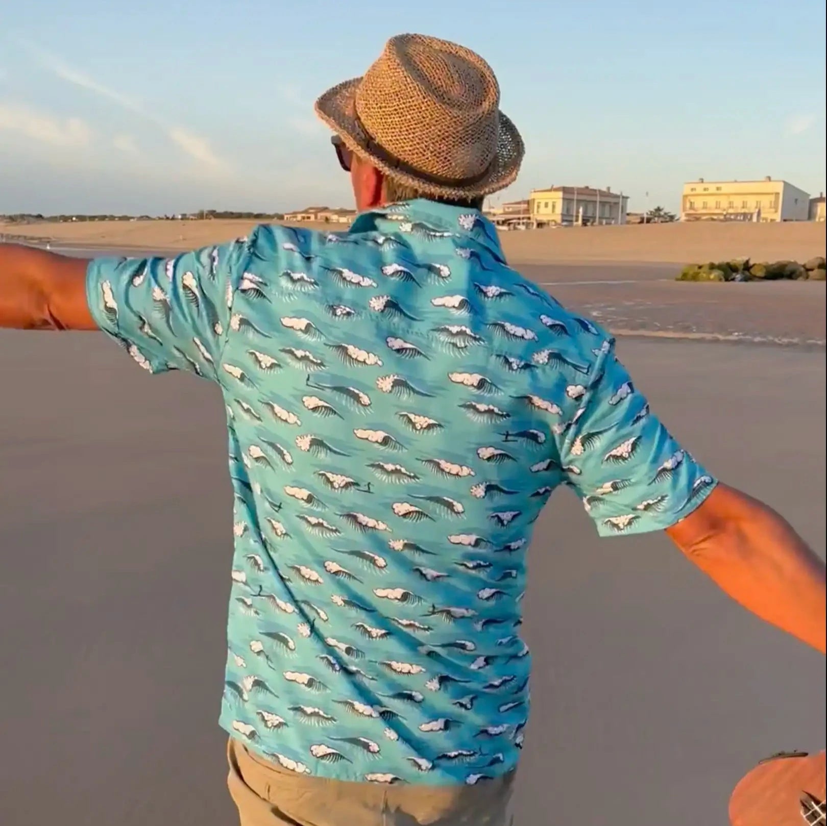 Longboard Surfing Calypso Blue Shirt