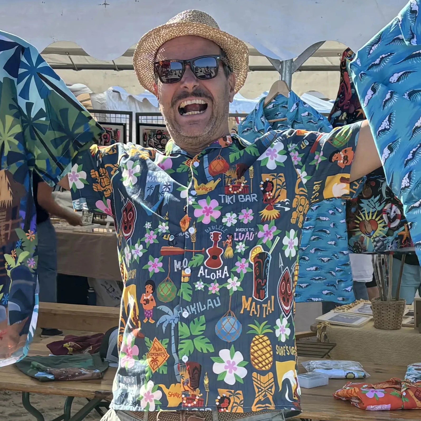 Chemise Tiki Surf Blue