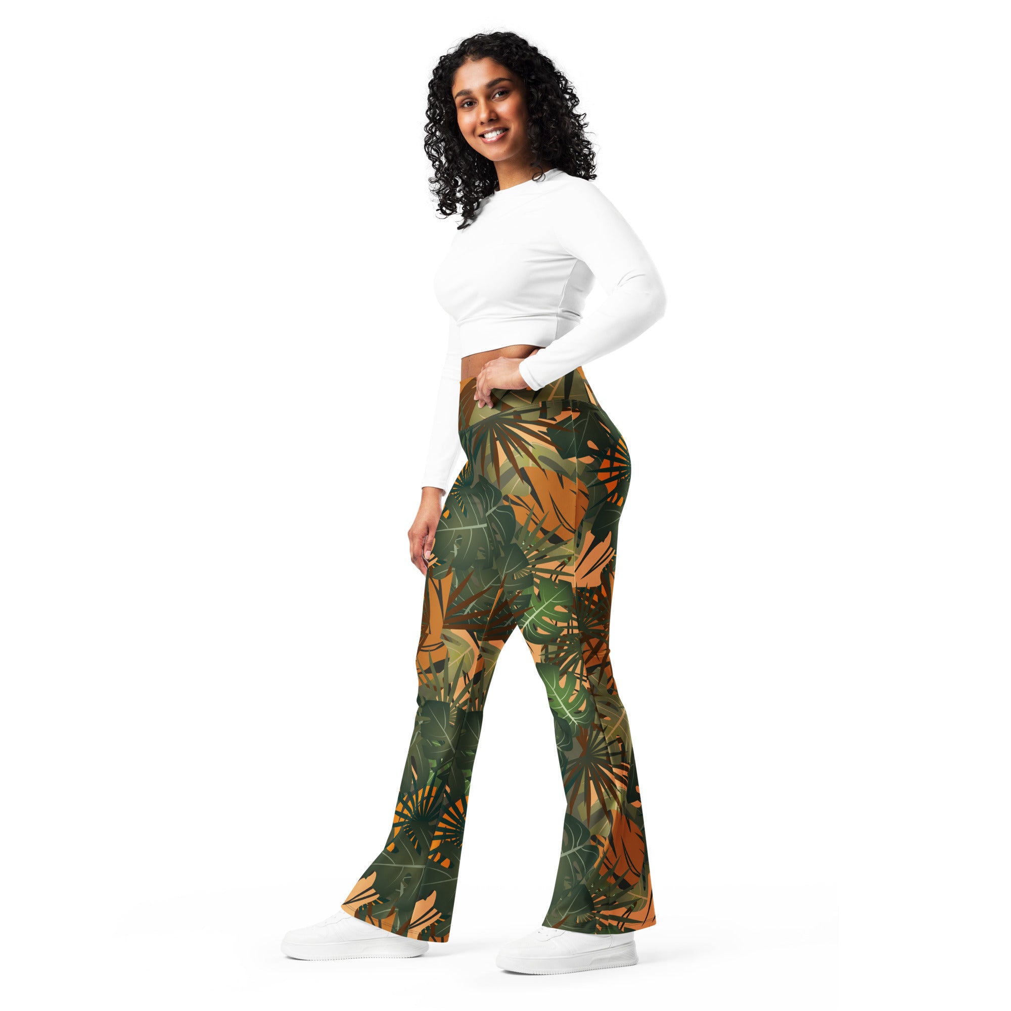 Recycled polyester flare leggings with pocket Jungle