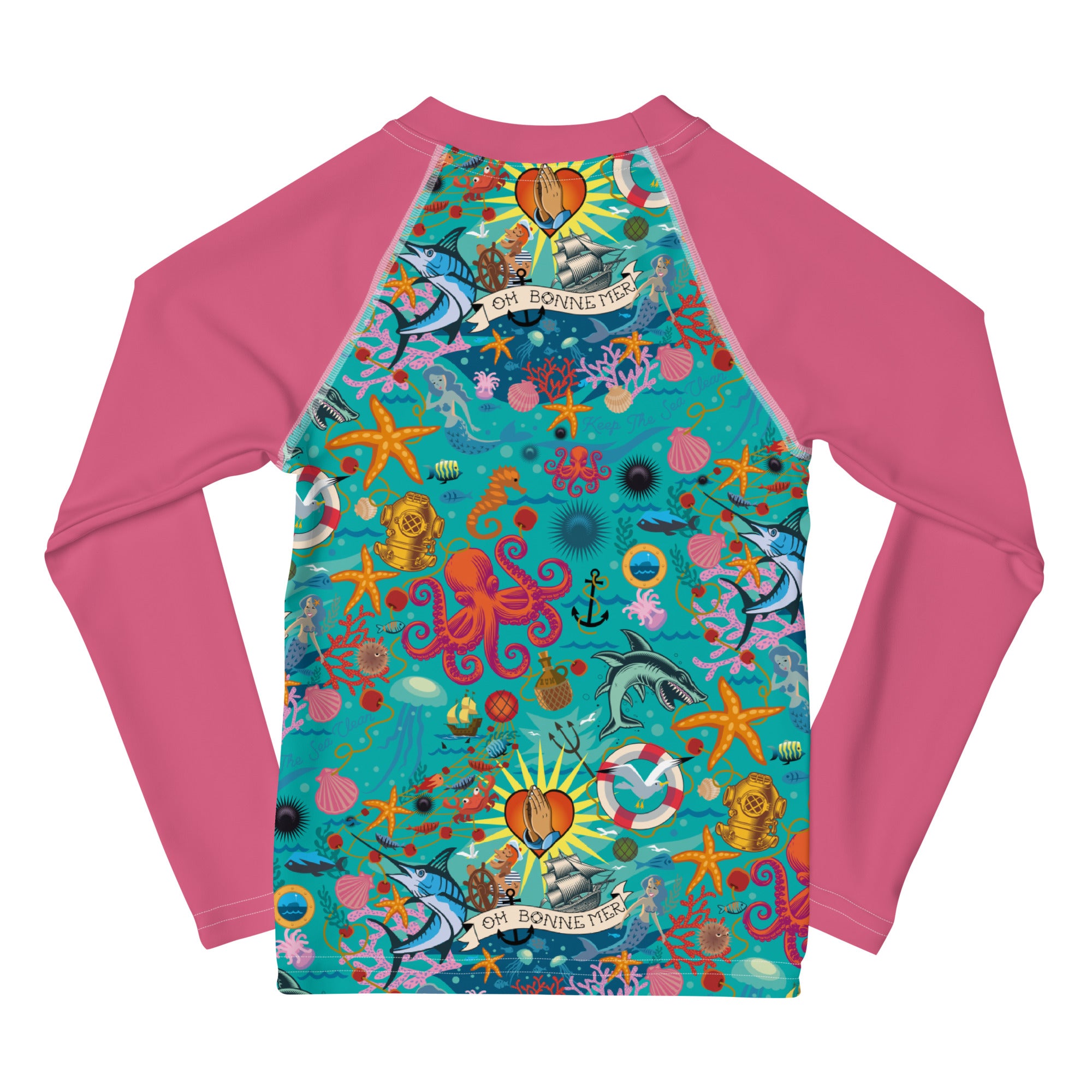 T-shirt de compression pour enfant Oh Bonne Mer Calypso Blue/Rose