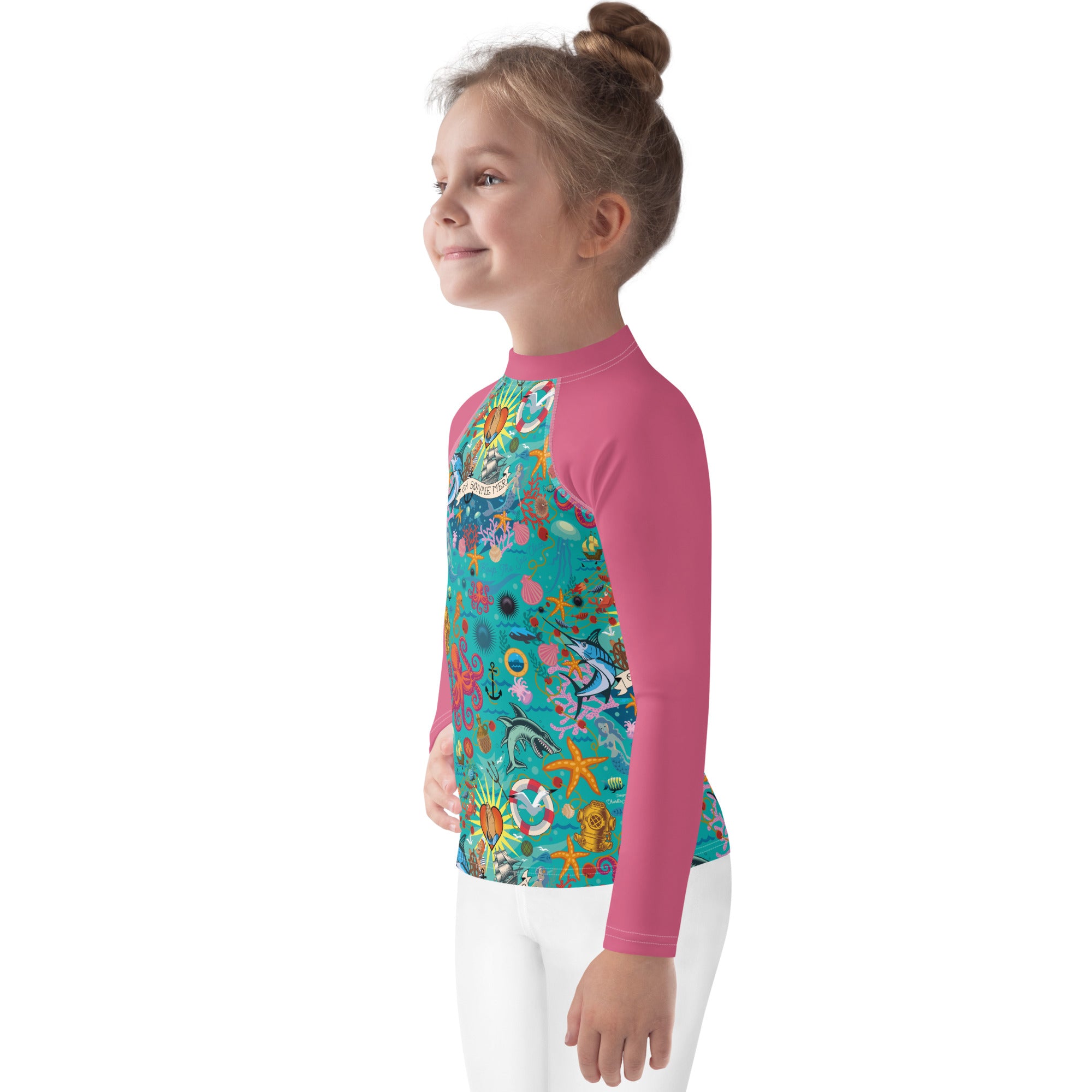 T-shirt de compression pour enfant Oh Bonne Mer Calypso Blue/Rose