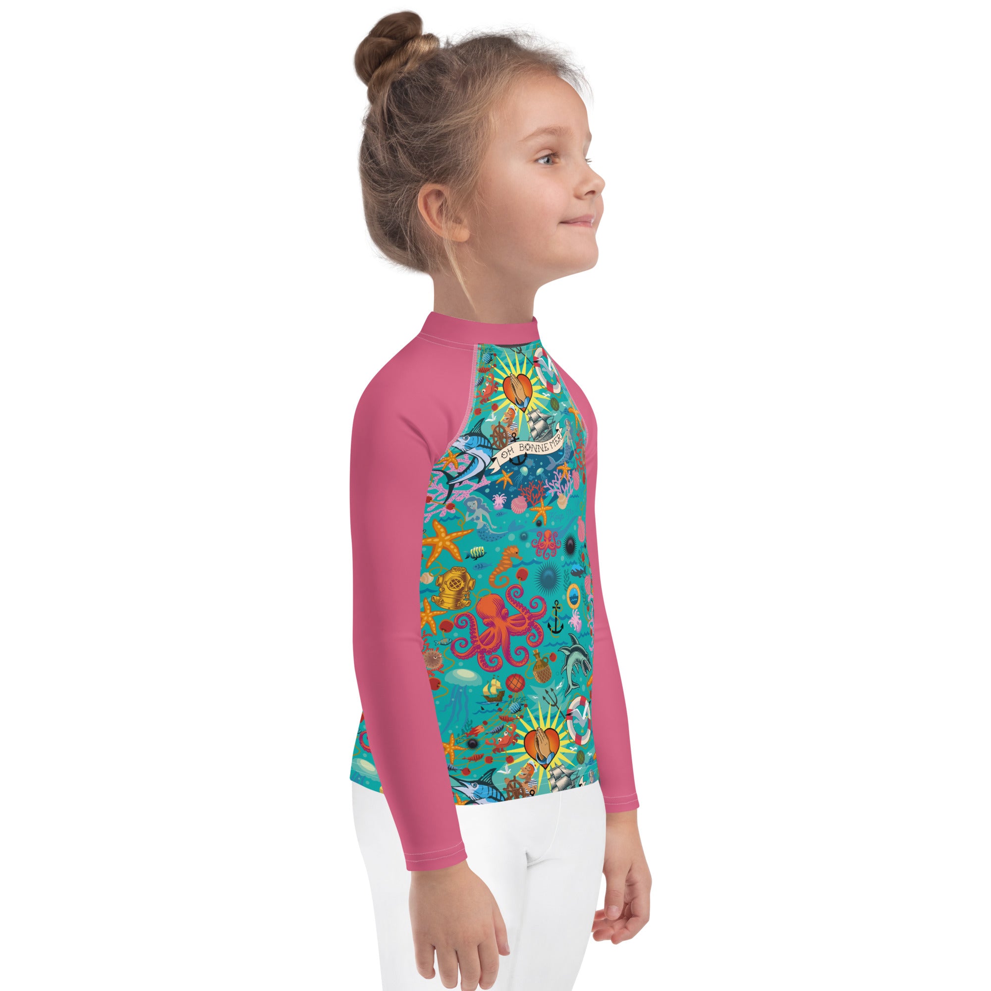 T-shirt de compression pour enfant Oh Bonne Mer Calypso Blue/Rose
