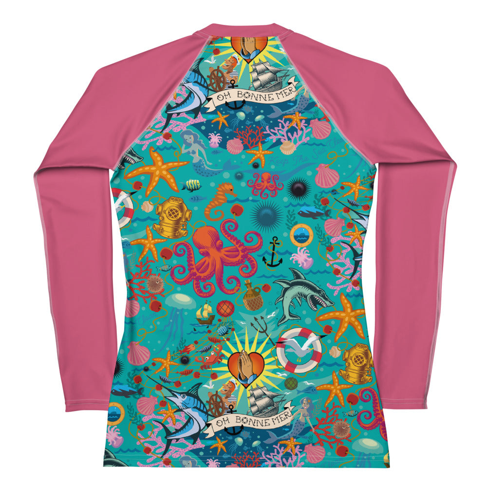 Haut de compression femme Oh Bonne Mer Calypso Blue/Pink