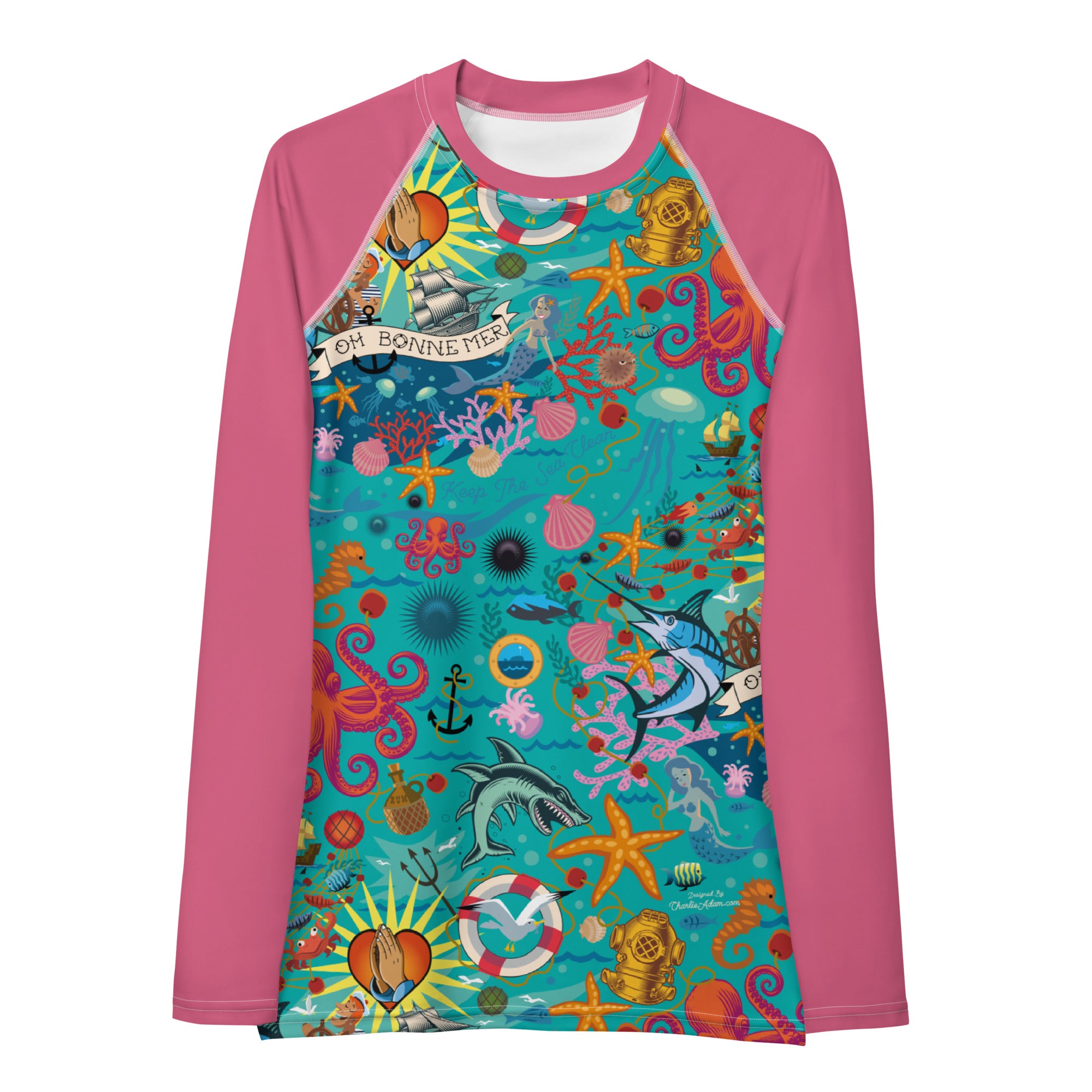 Haut de compression femme Oh Bonne Mer Calypso Blue/Pink