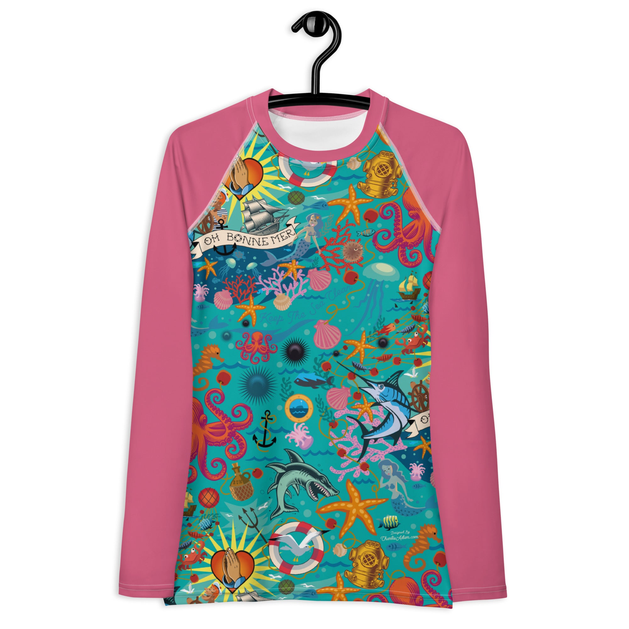 Haut de compression femme Oh Bonne Mer Calypso Blue/Pink