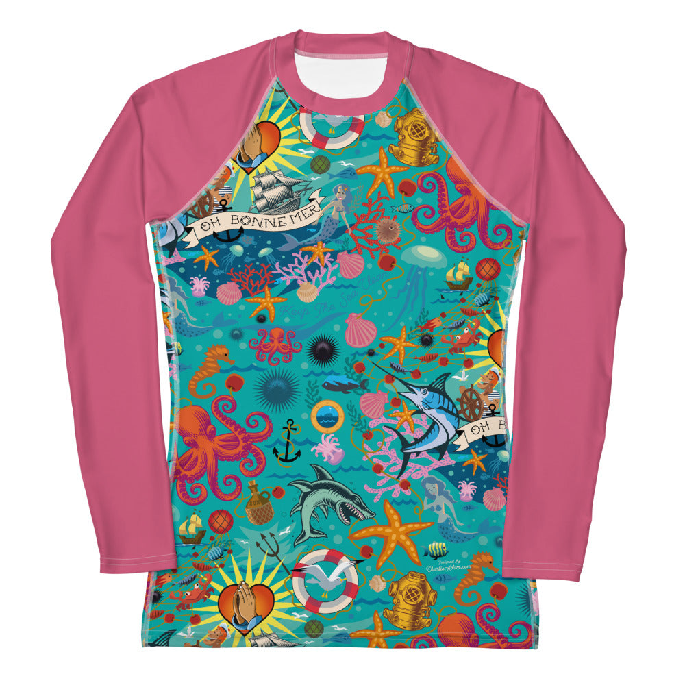 Haut de compression femme Oh Bonne Mer Calypso Blue/Pink