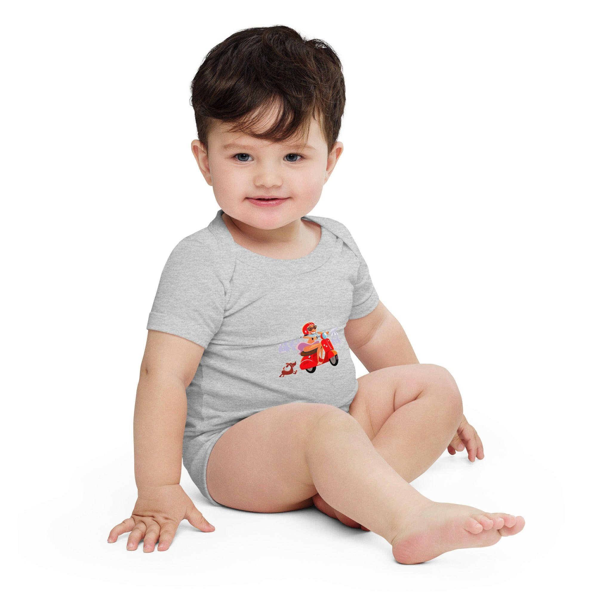 Body à manches courtes bébé Vespa Girl in St Tropez