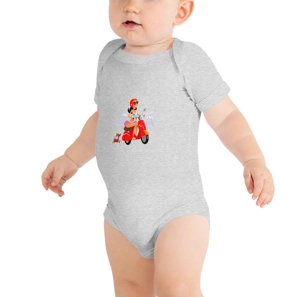 Body à manches courtes bébé Vespa Girl in St Tropez
