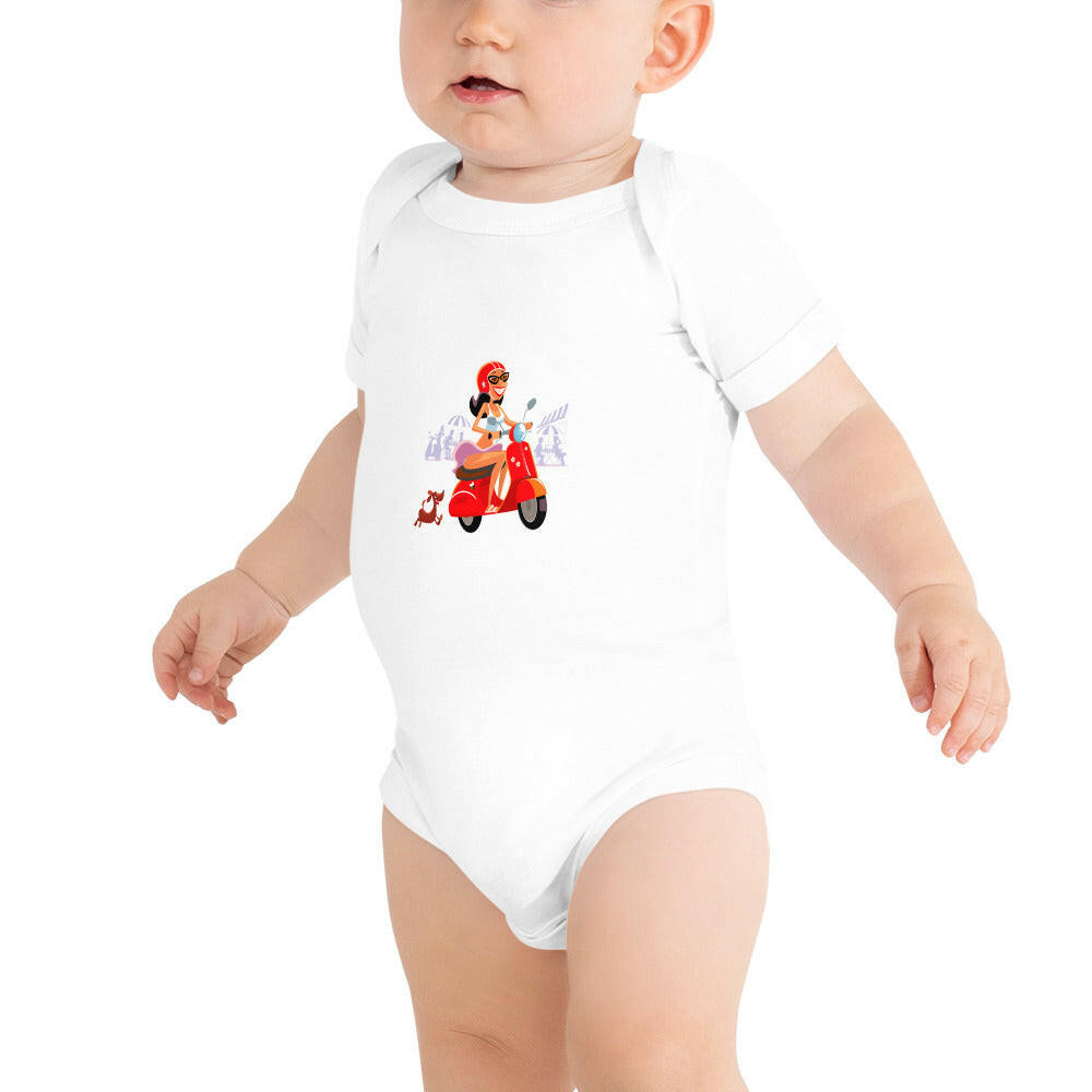 Body à manches courtes bébé Vespa Girl in St Tropez