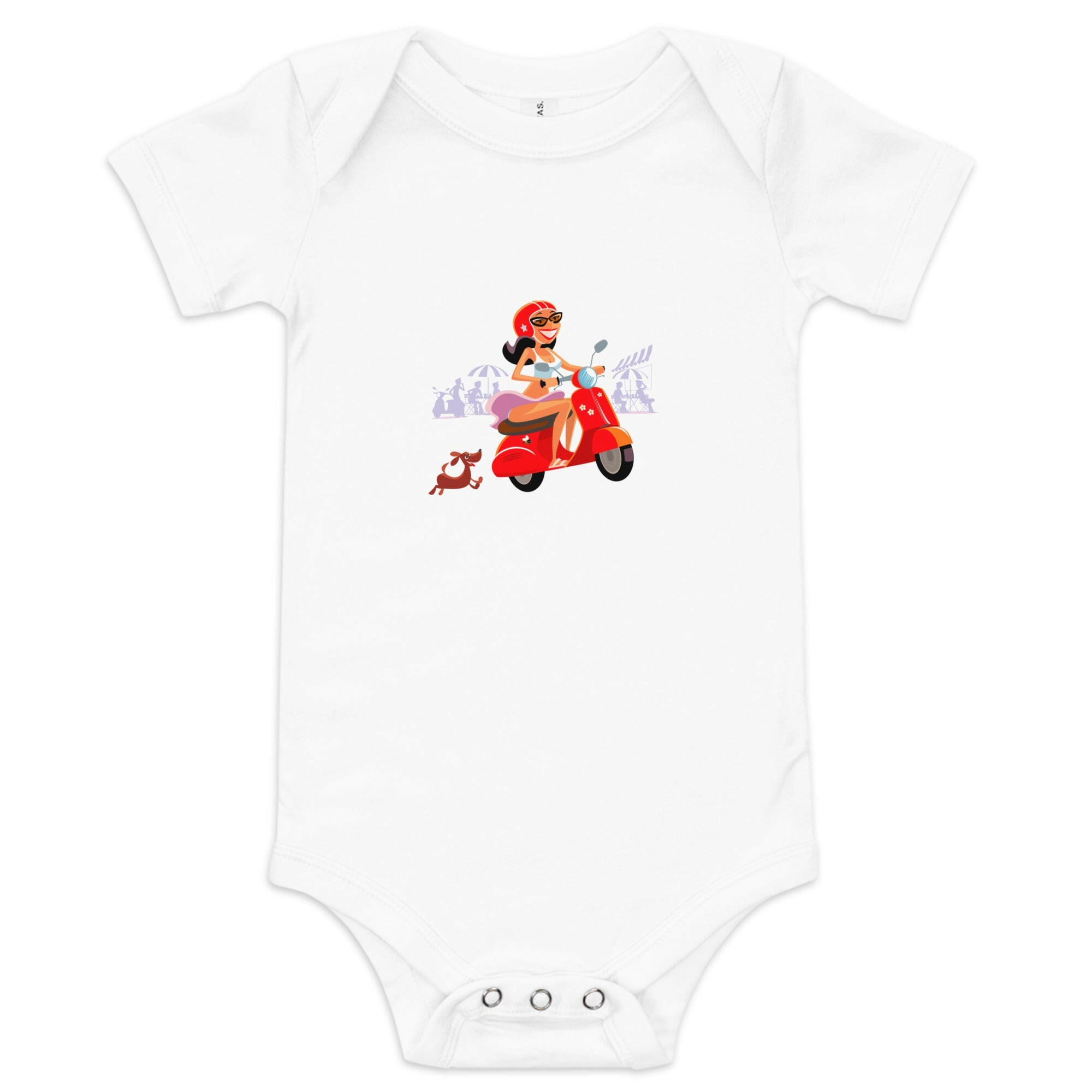 Body à manches courtes bébé Vespa Girl in St Tropez