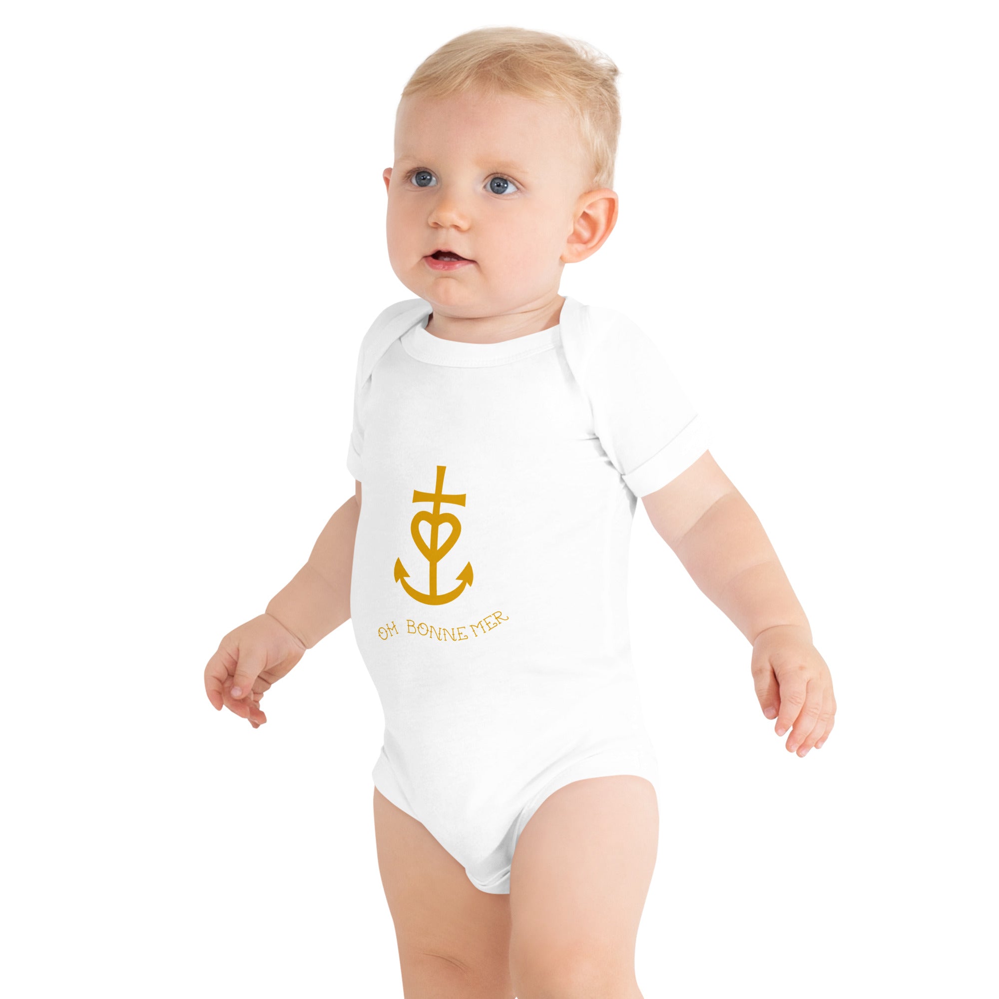 Baby short sleeve one piece Croix de Camargue Gold