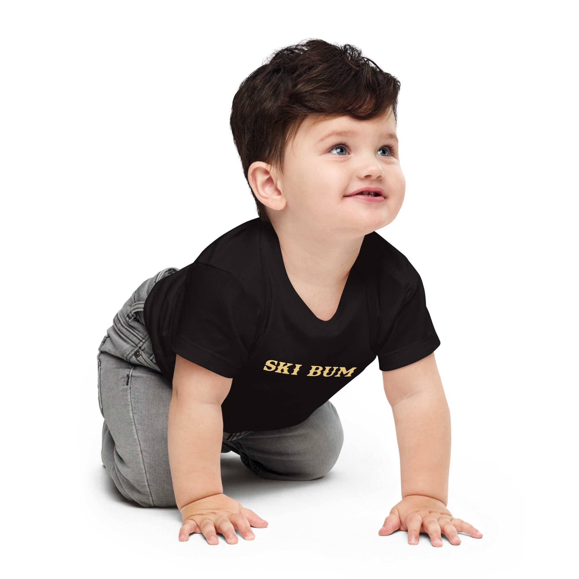 T-shirt pour bébé Ski Bum sur fond noir
