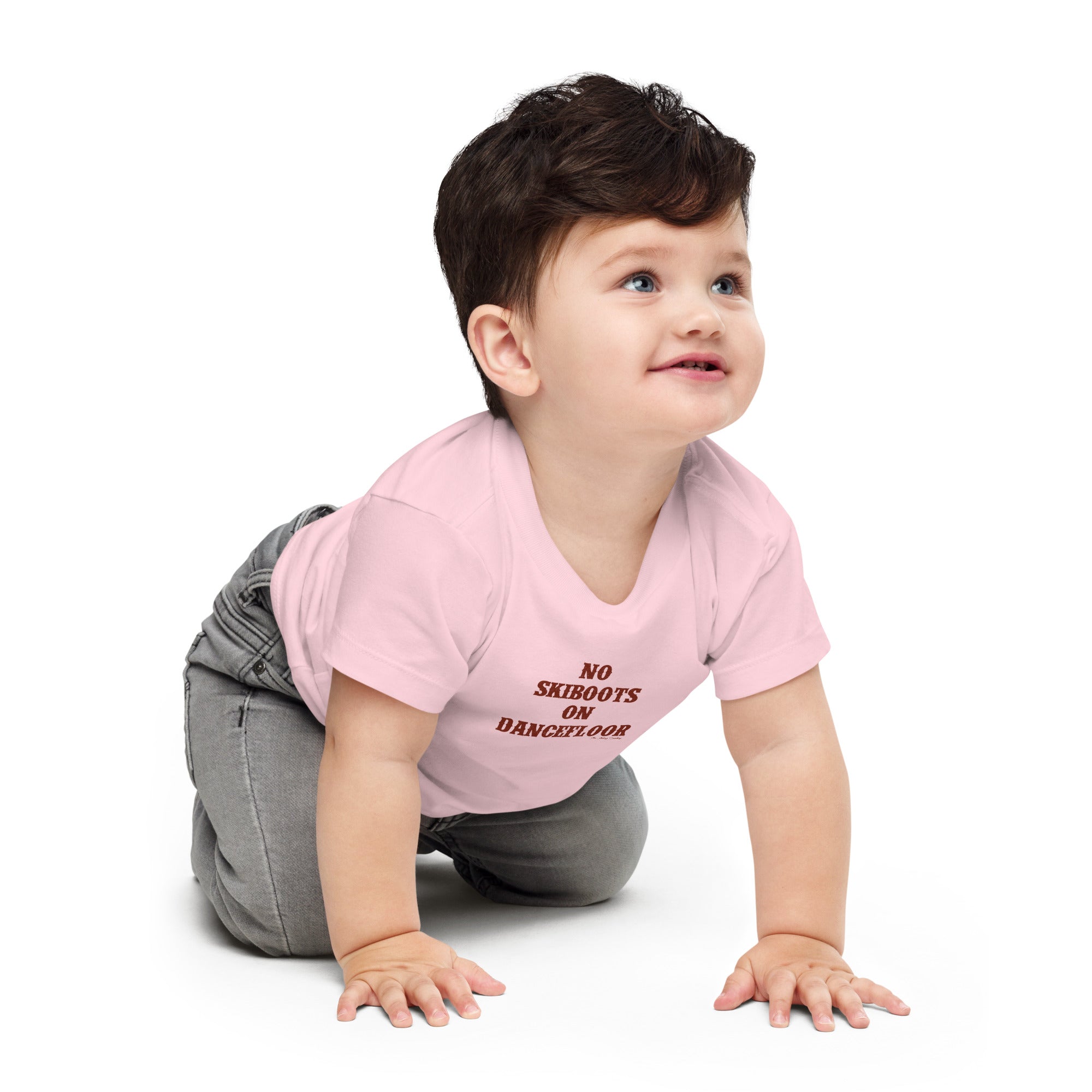 T-shirt pour bébé No Skiboots on Dancefloor texte foncé