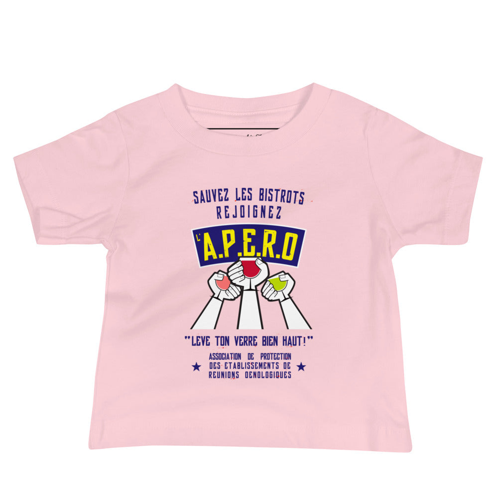 T-shirt pour bébé Sauvez les Bistrots, rejoignez l'Apéro sur fond clair