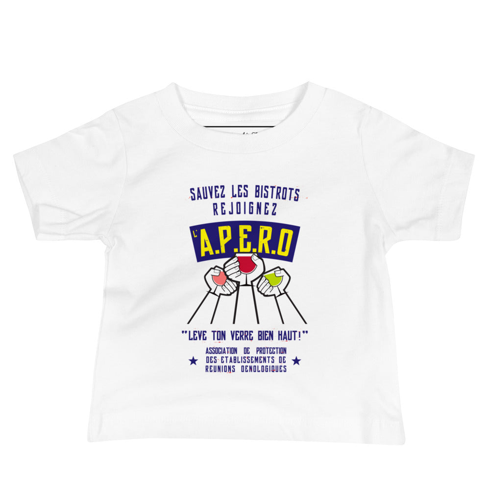T-shirt pour bébé Sauvez les Bistrots, rejoignez l'Apéro sur fond clair