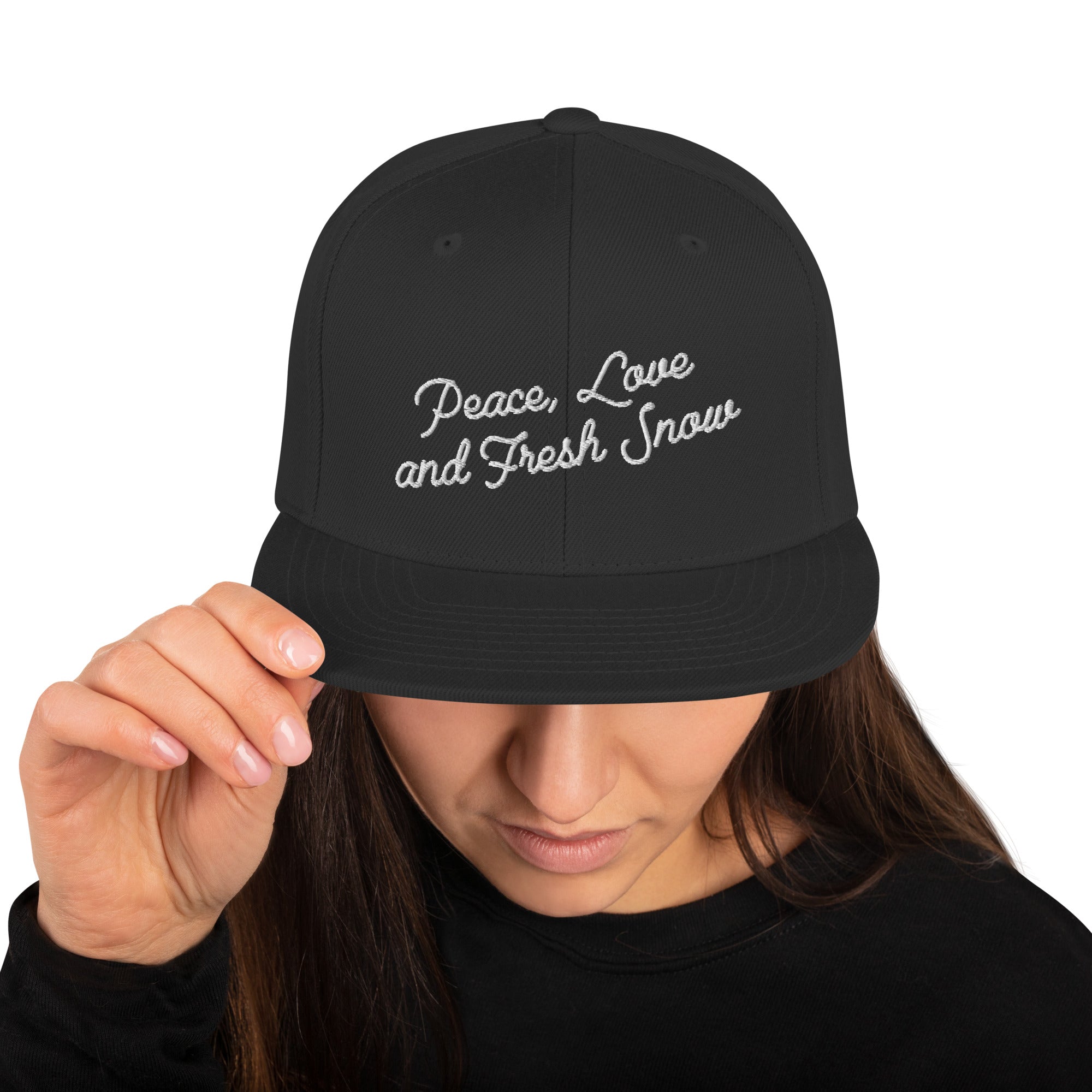 Casquette Snapback Wool Blend Peace, Love and Fresh Snow White letters